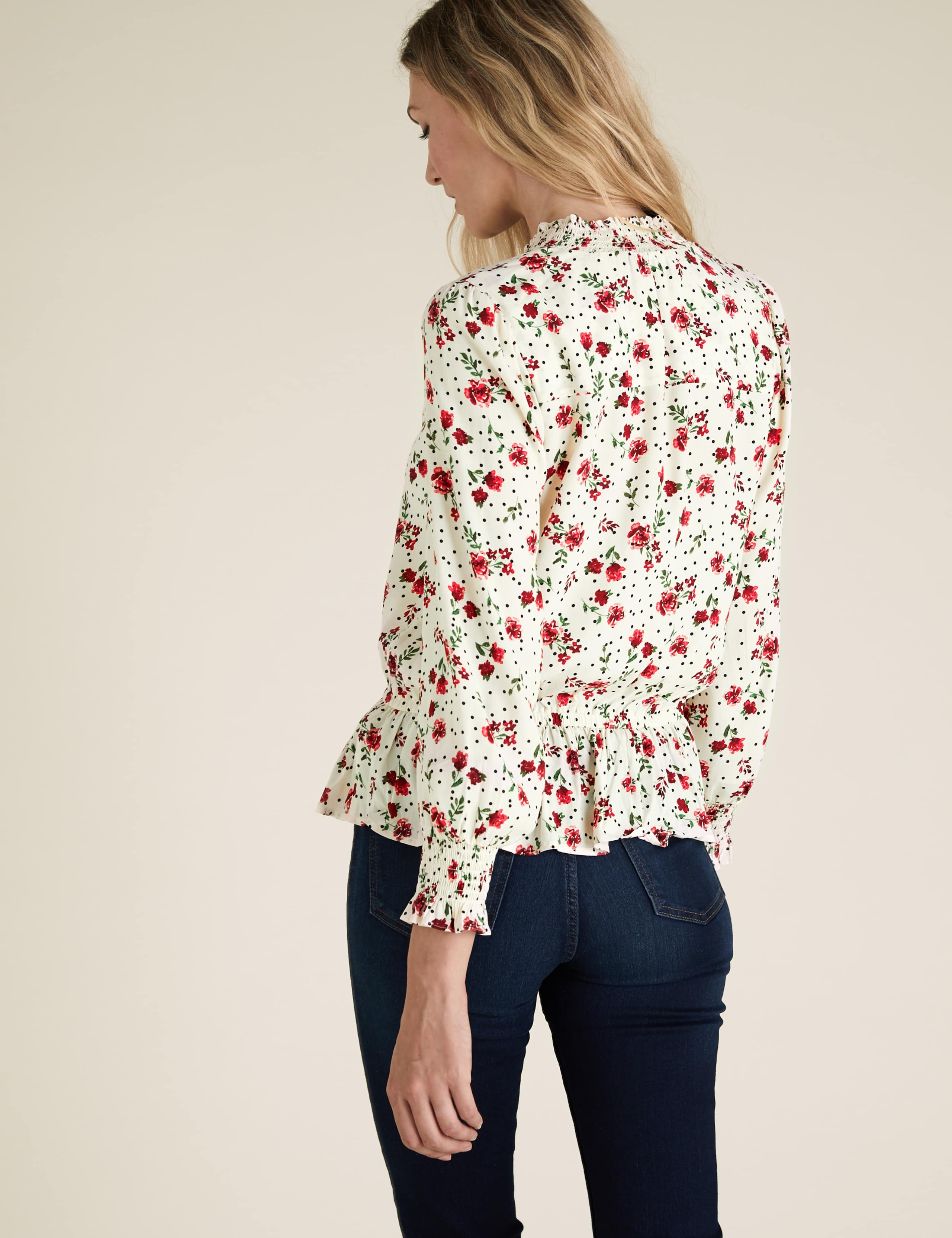 Floral Long Sleeve Peplum Blouse 3 of 3