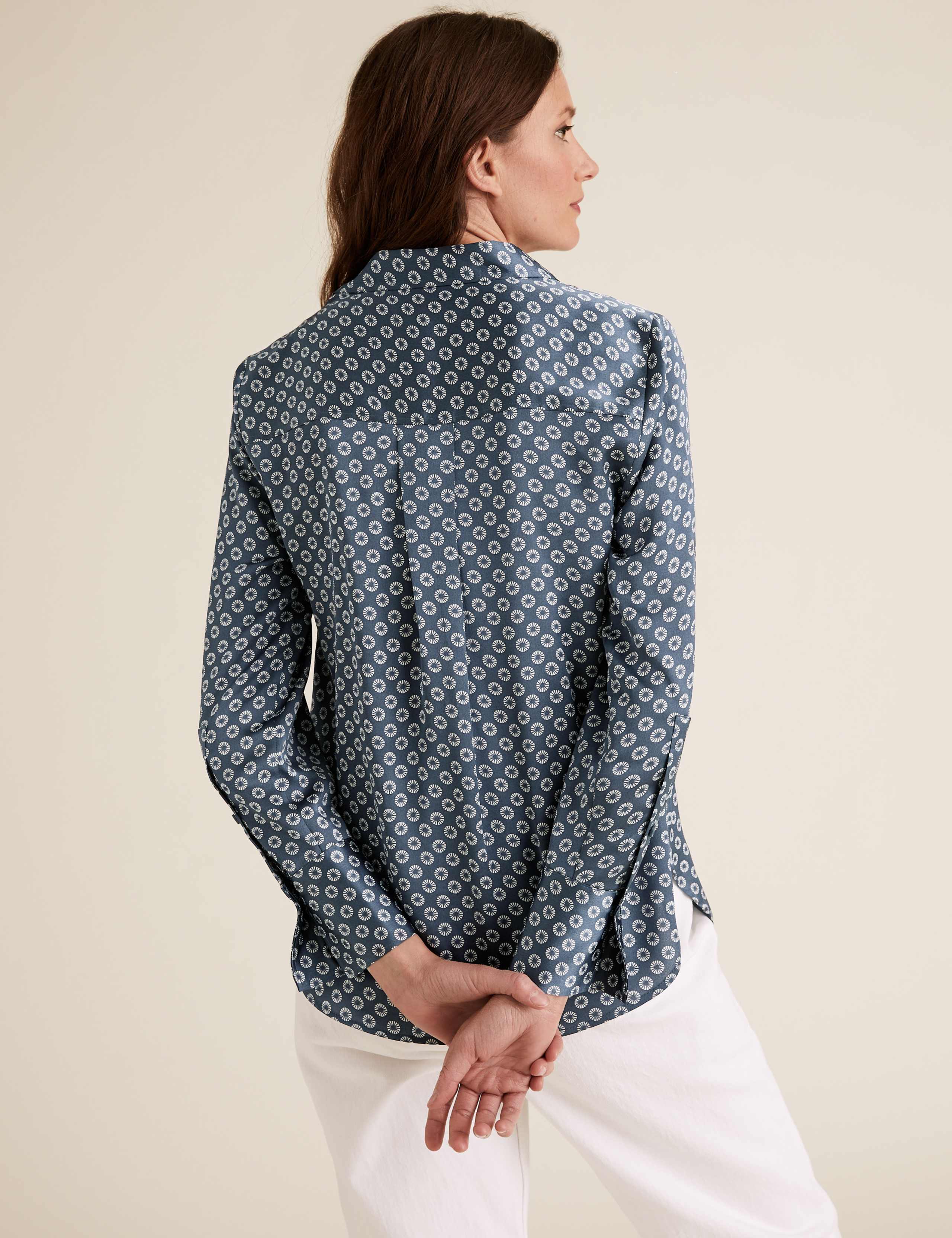 Satin Geometric Long Sleeve Shirt 4 of 4