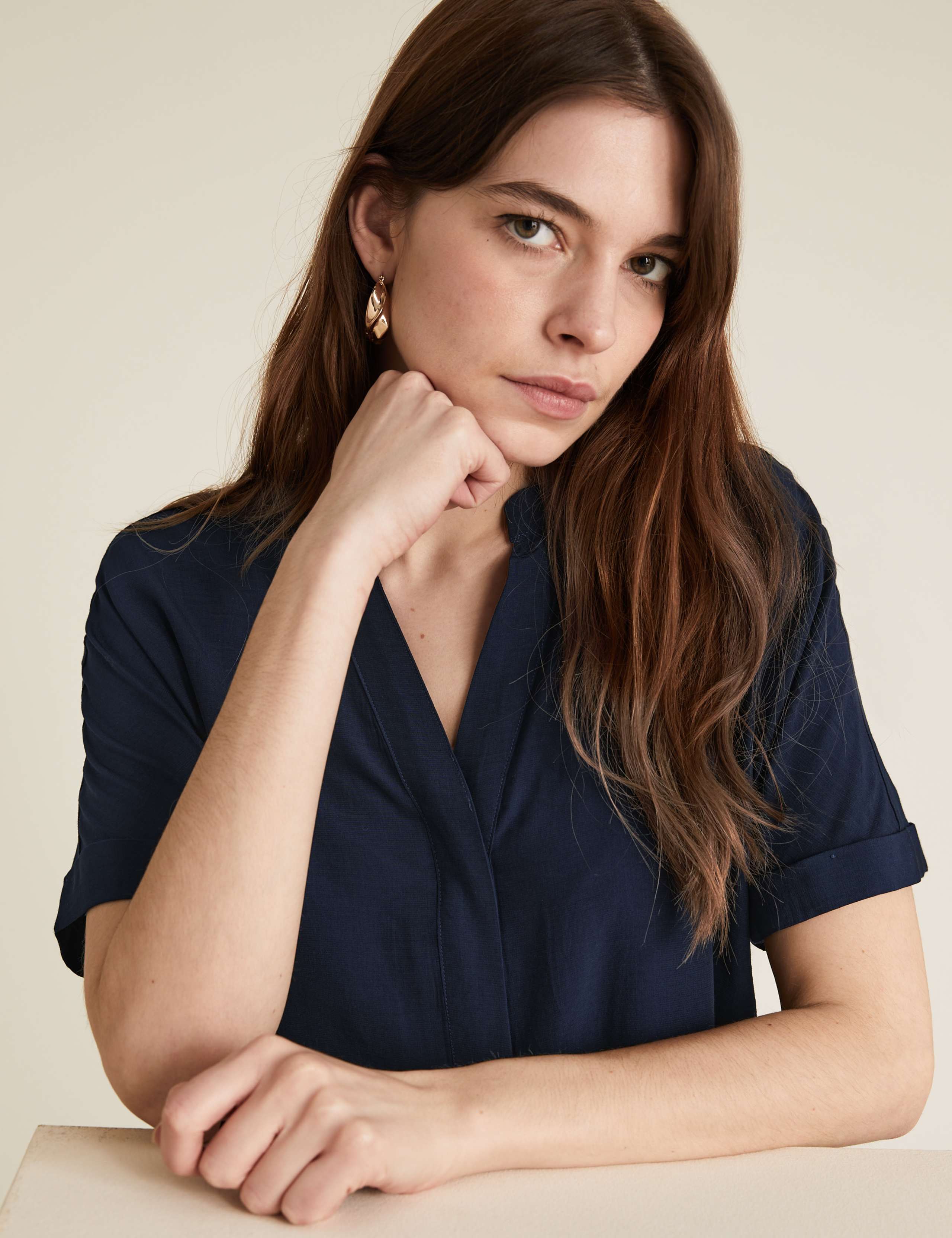 V-Neck Longline Short Sleeve Tunic 1 of 5
