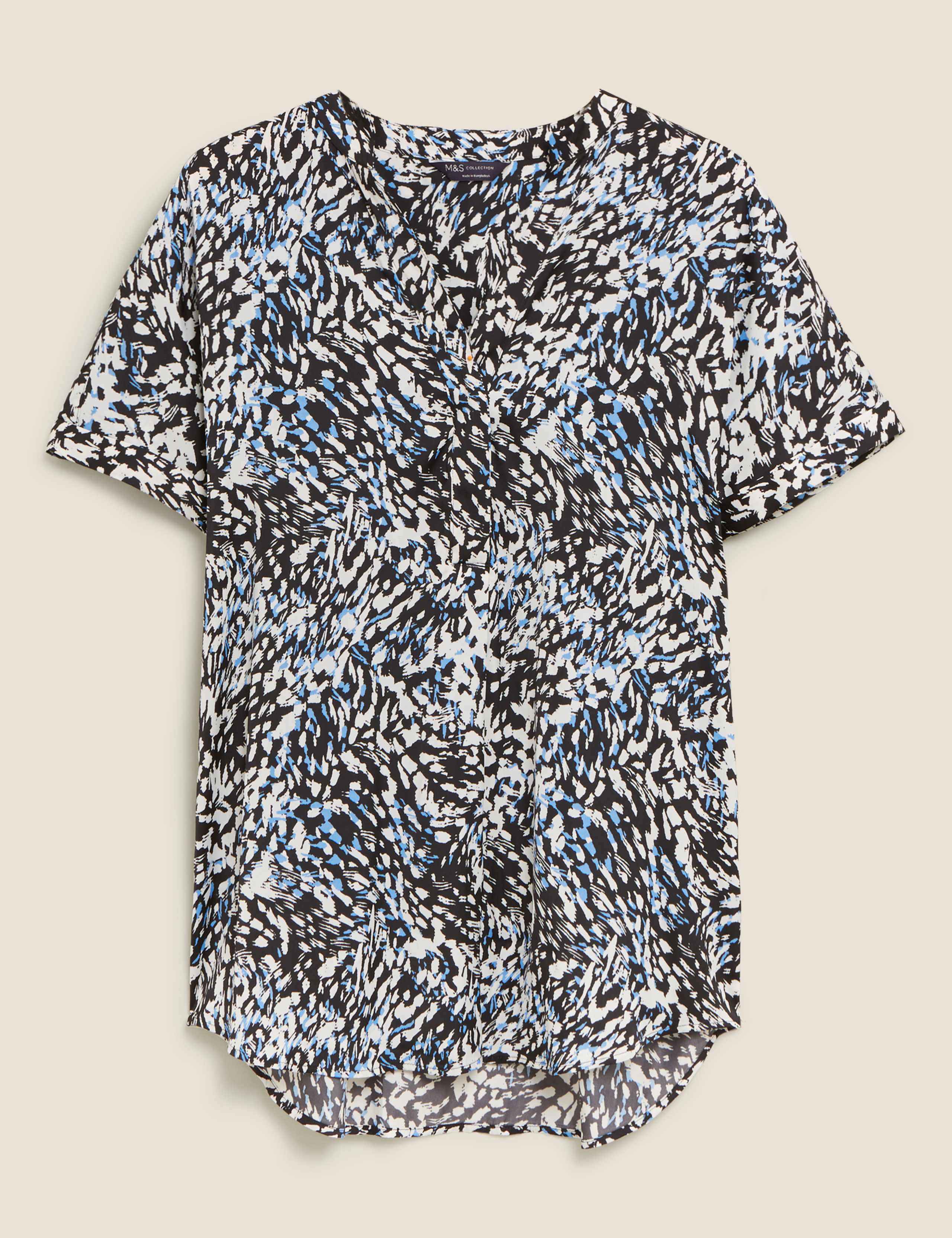 Printed V-Neck Longline Short Sleeve Tunic 1 of 1