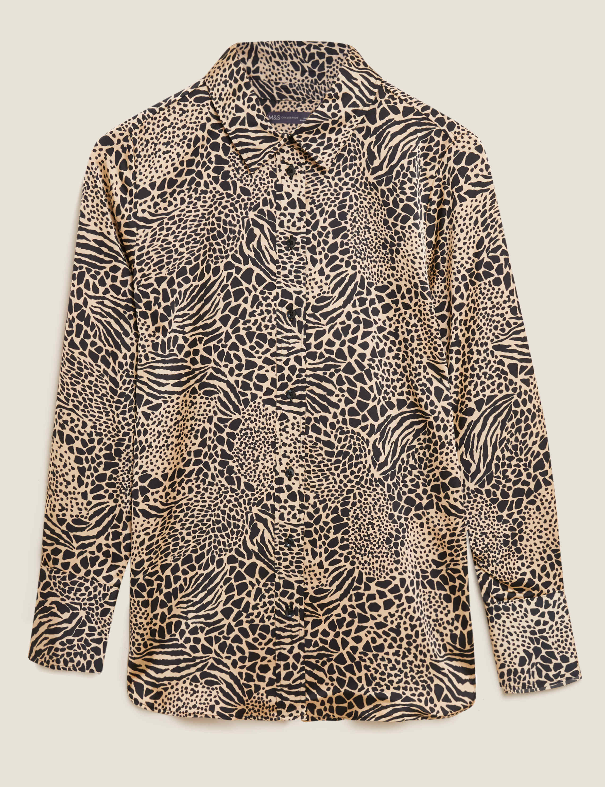 Satin Animal Print Long Sleeve Shirt 2 of 5