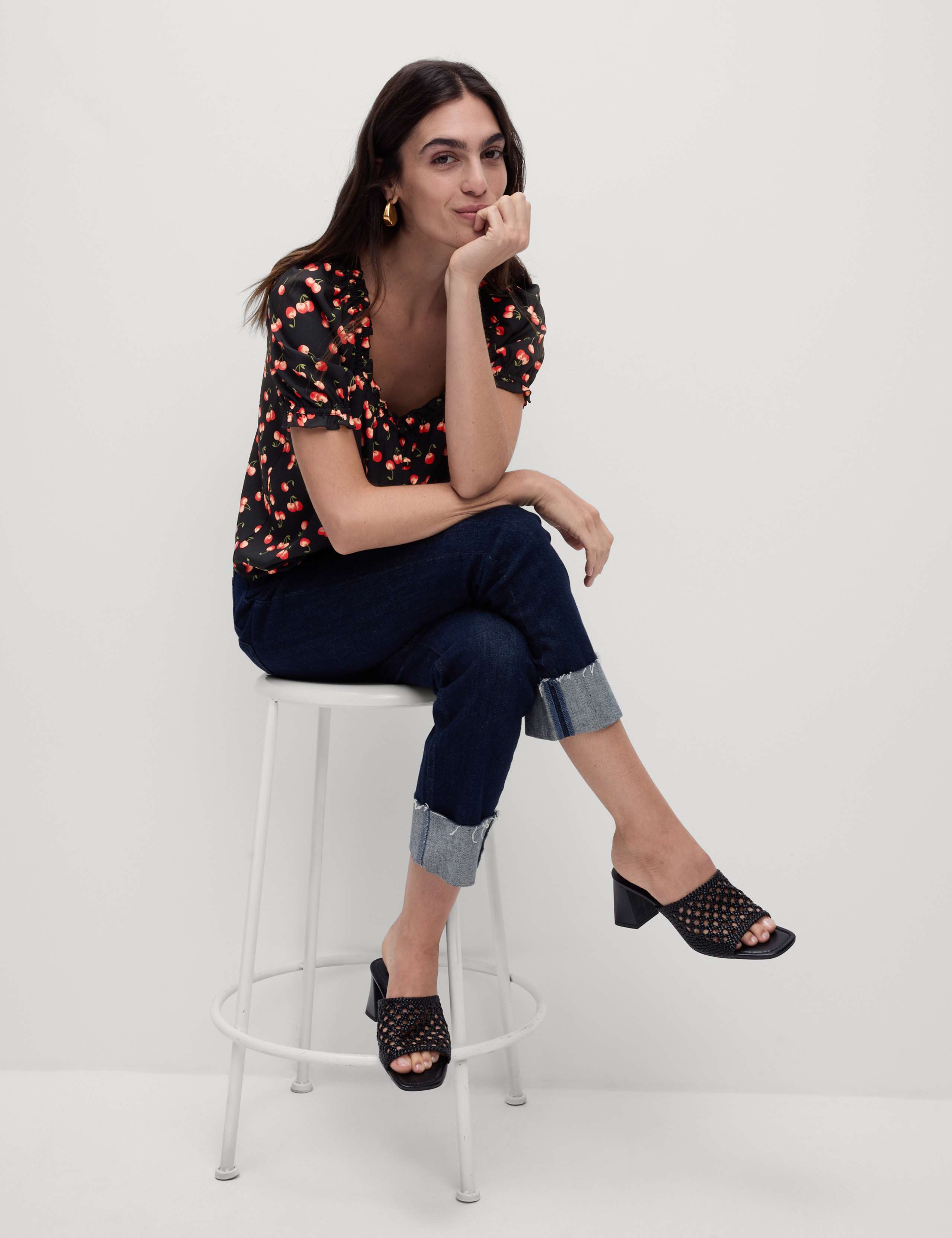 Printed Square Neck Puff Sleeve Blouse 4 of 5