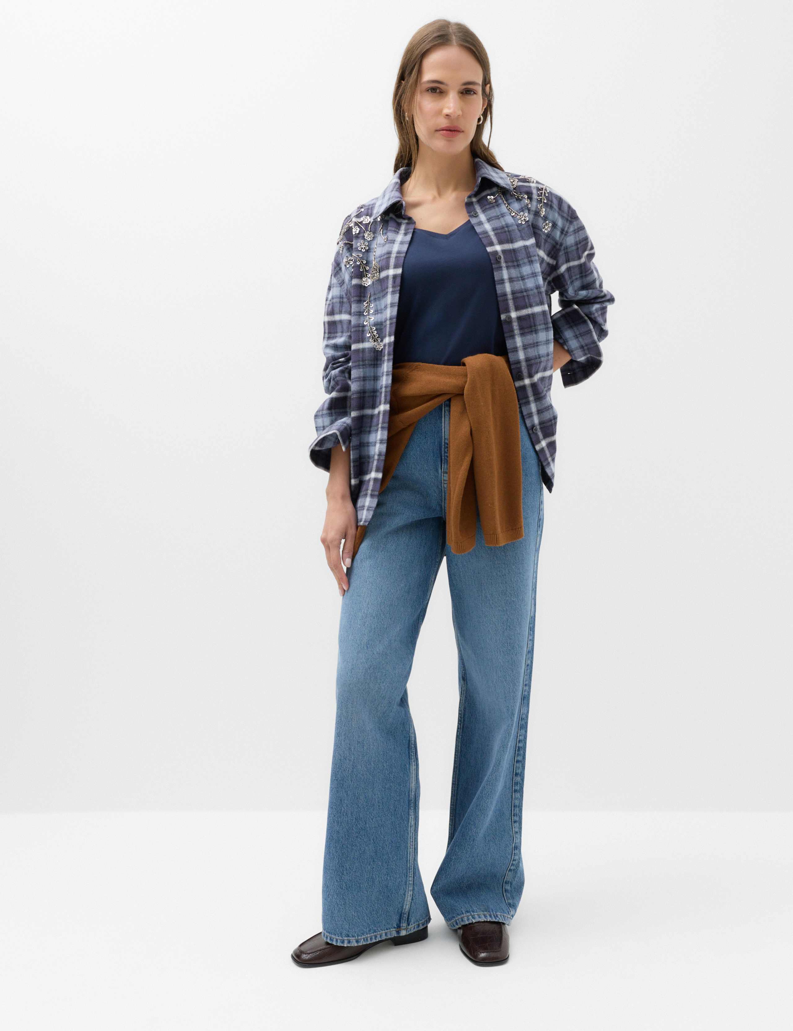 Pure Cotton Embellished Checked Shirt 3 of 6