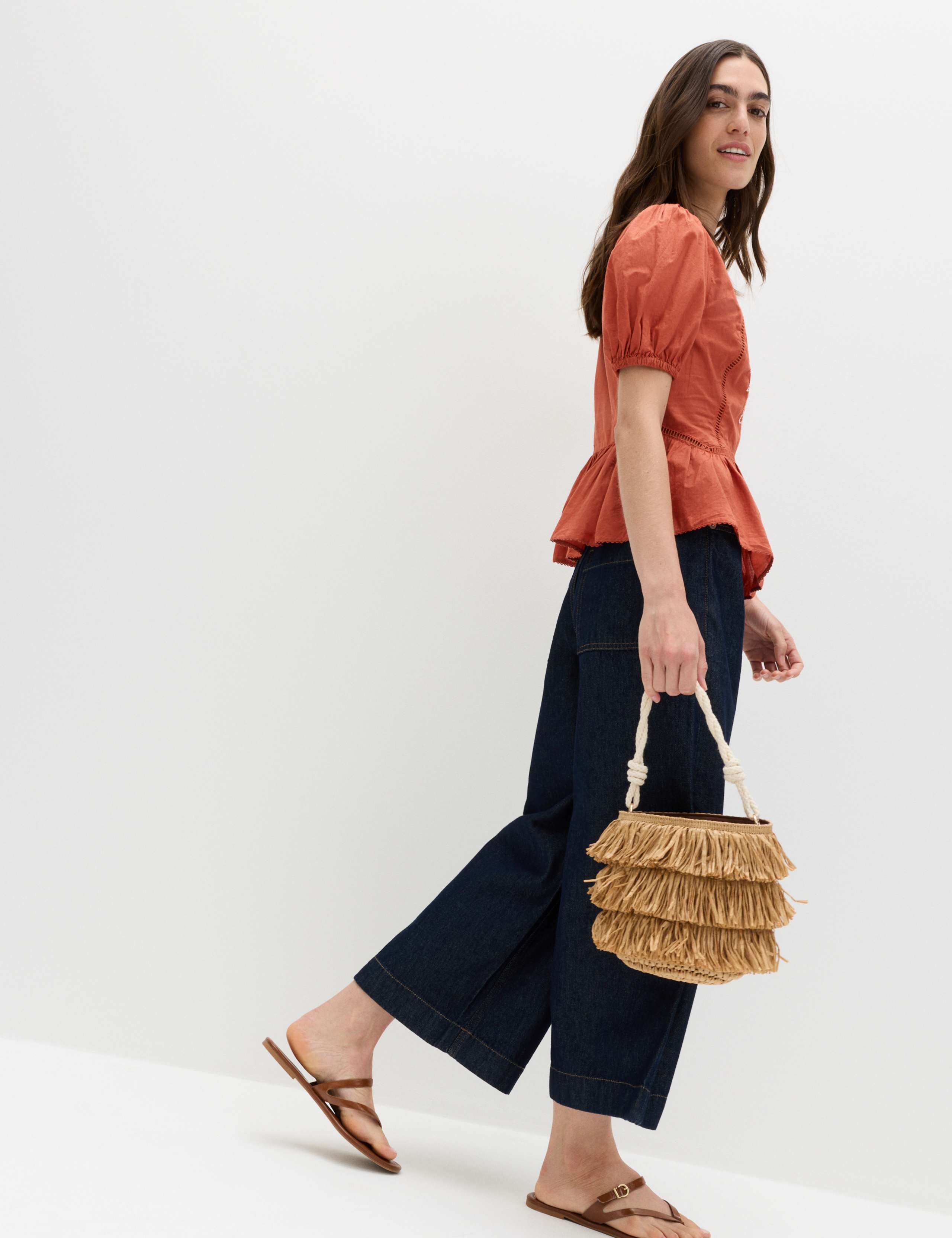 Pure Cotton Embroidered Puff Sleeve Blouse 3 of 6