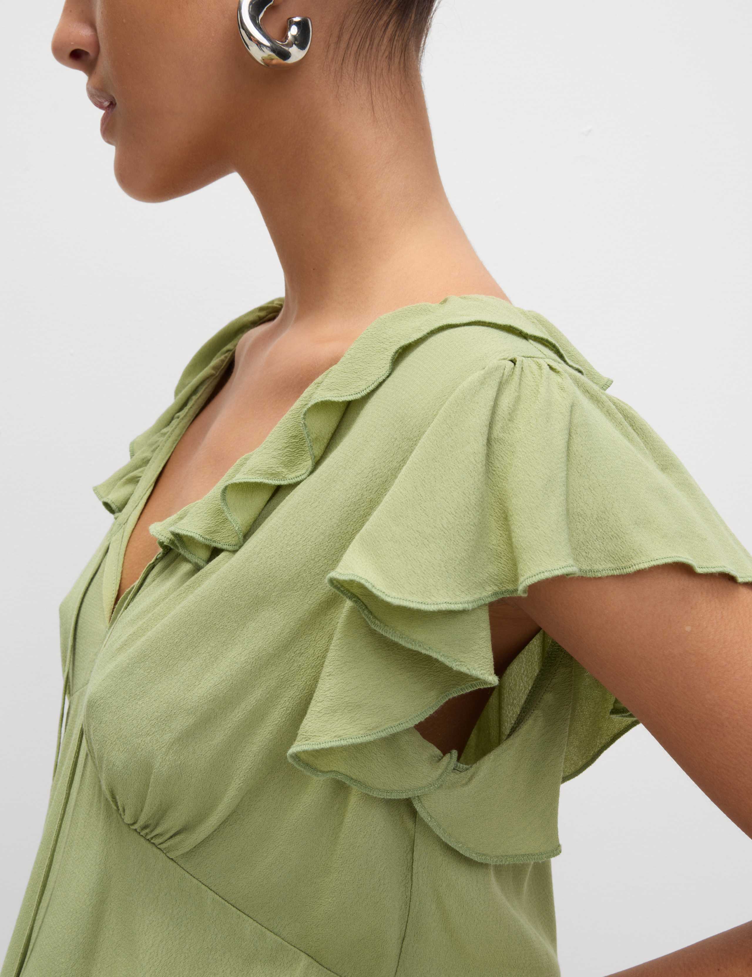 V-Neck Frill Detail Top 1 of 5