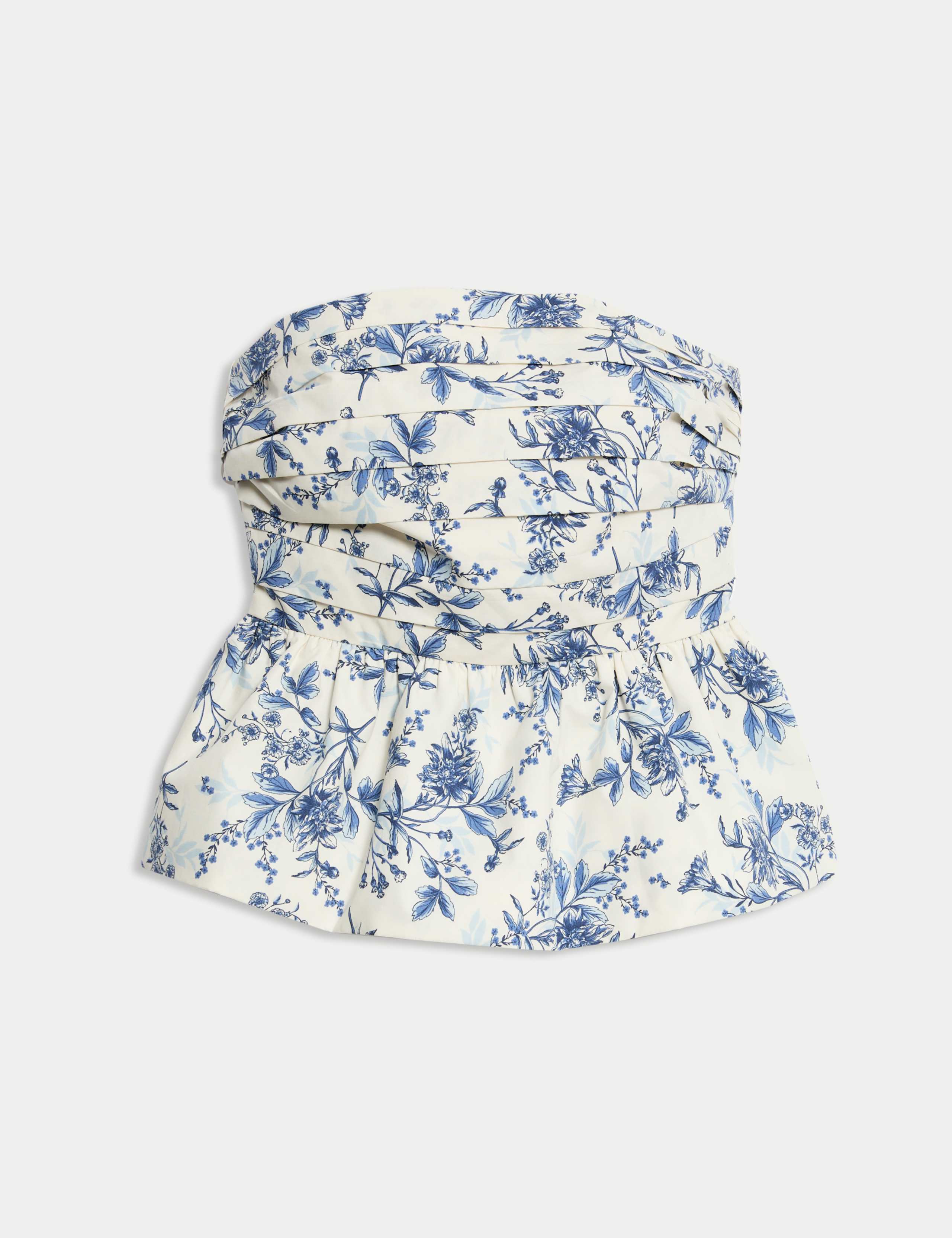 Pure Cotton Floral Bubble Hem Bandeau Top 2 of 5