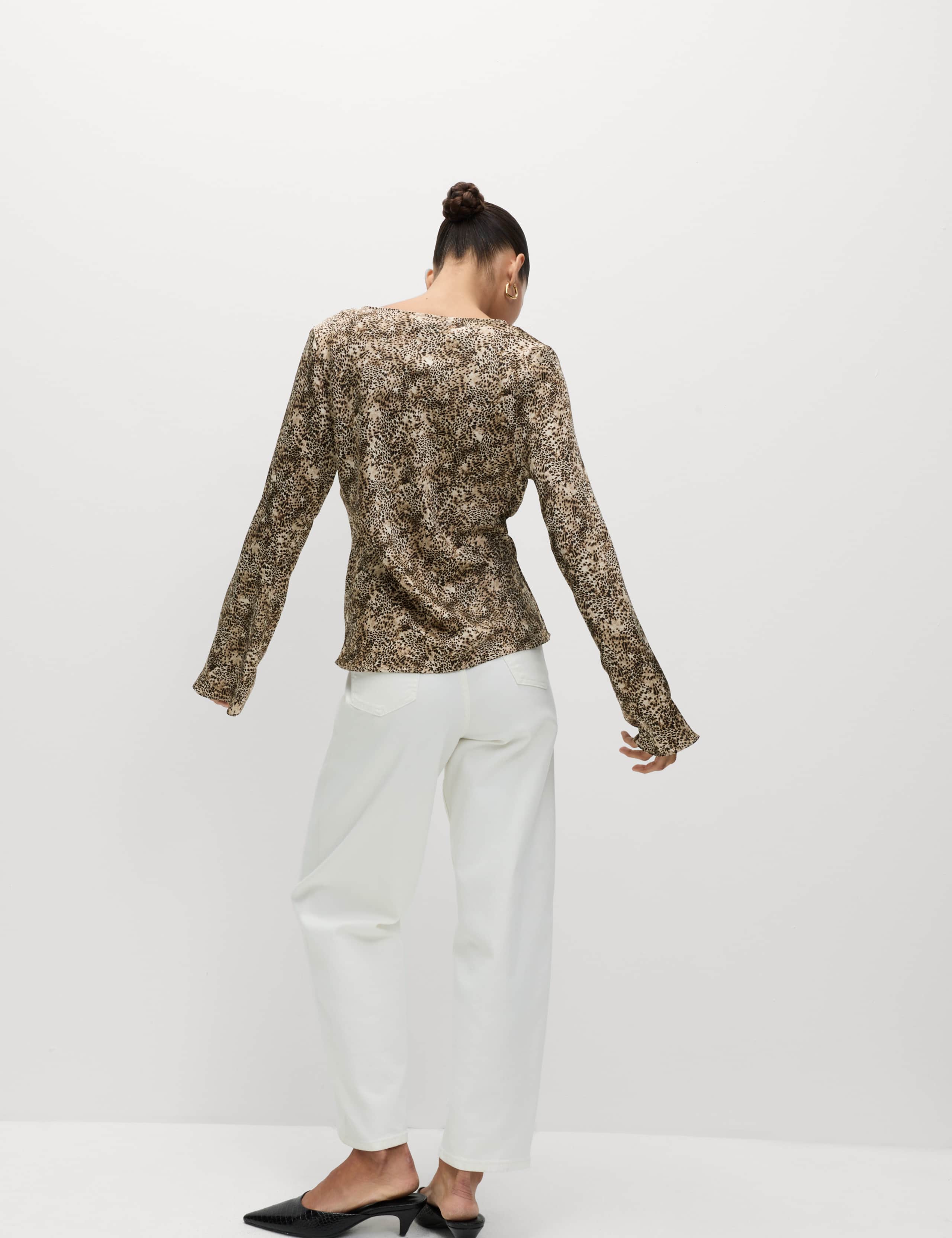 Satin Animal Print Tie Front Top 4 of 5