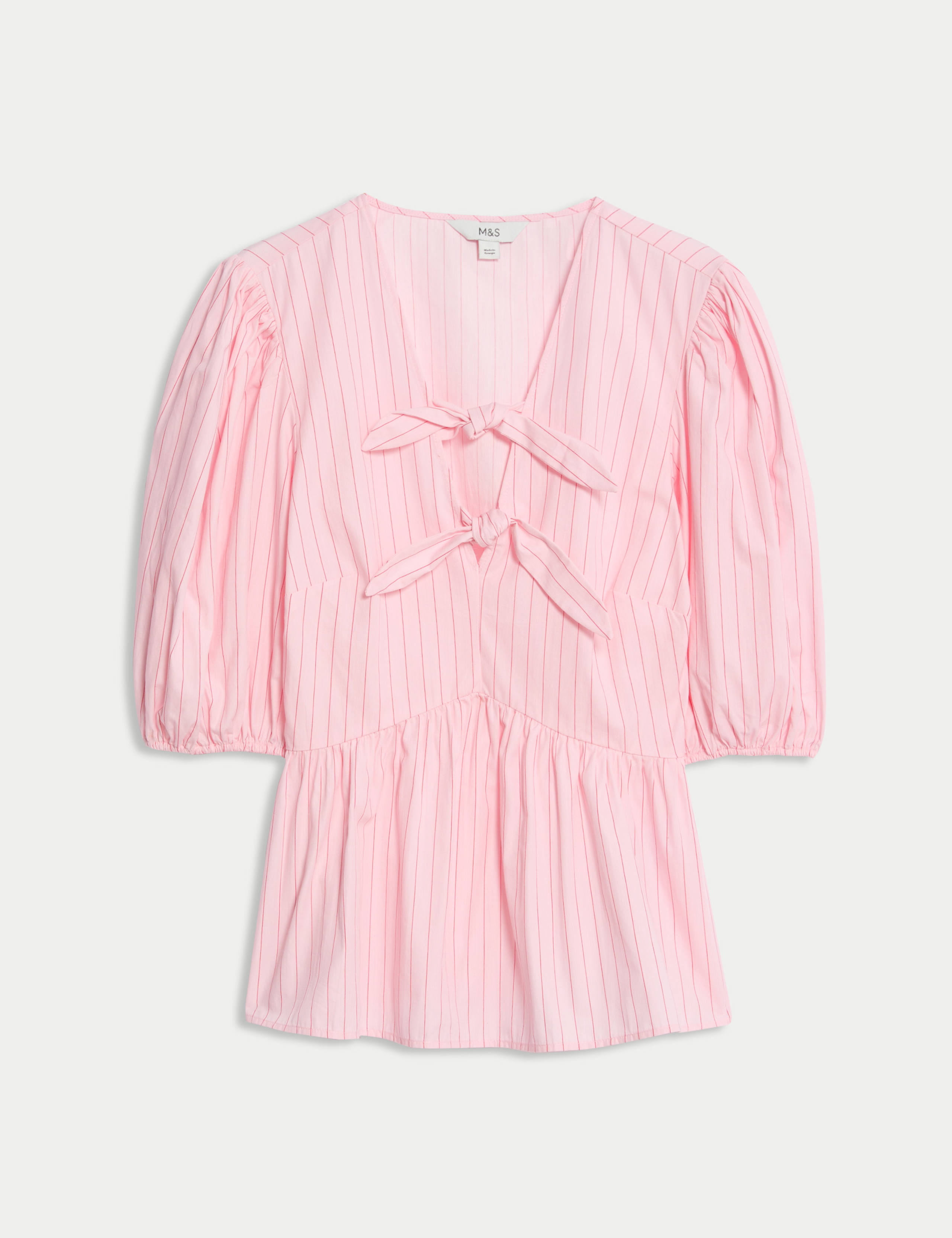 Pure Cotton Striped Bow Detail Top 2 of 4
