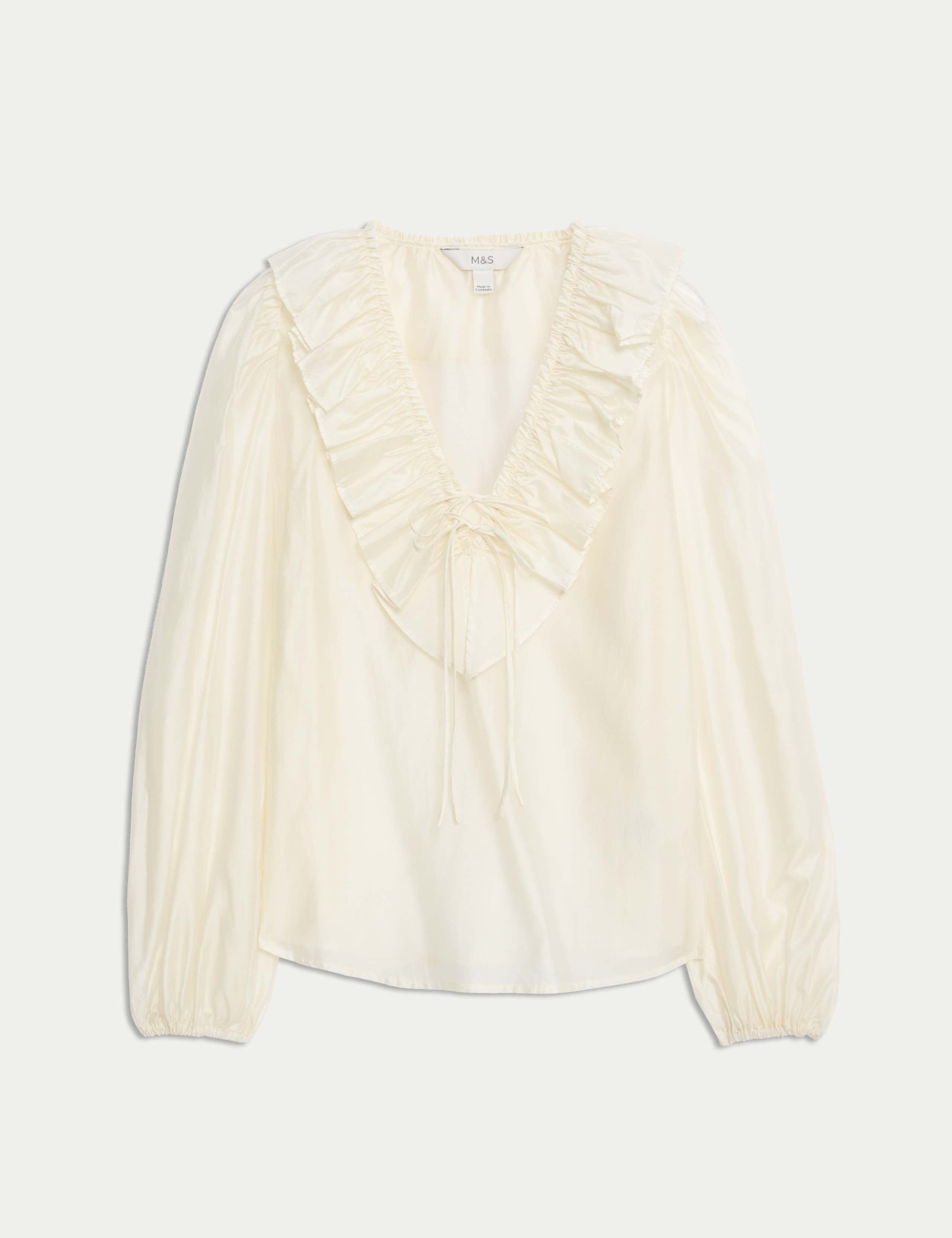 Lyocell Rich Frill Detail V-Neck Top 2 of 6