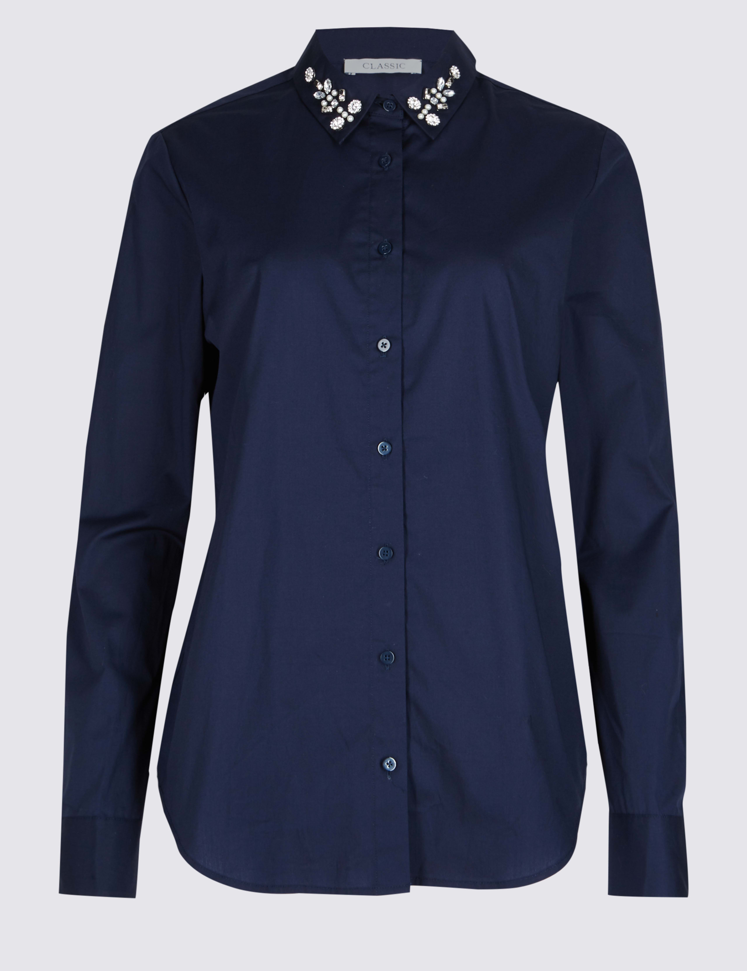 Cotton Rich Jewel Collared Long Sleeve Shirt 2 of 5