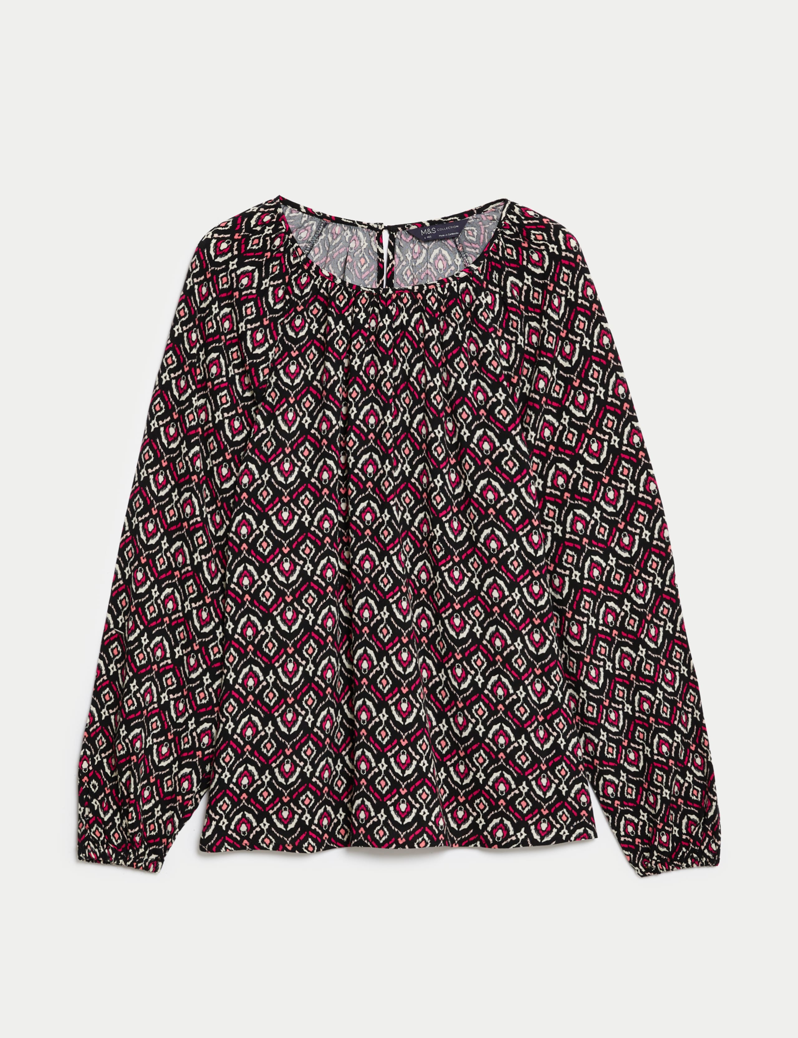 Printed Crew Neck Blouse 1 of 1