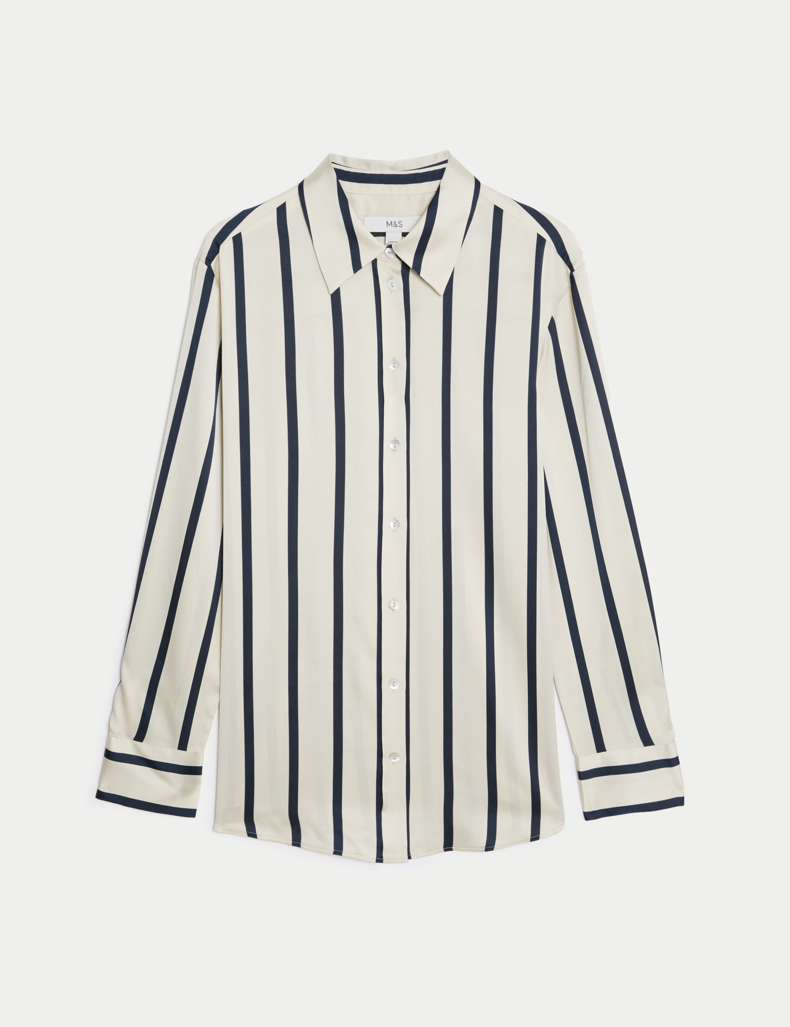 Satin Striped Collared Button Through Shirt 2 of 5