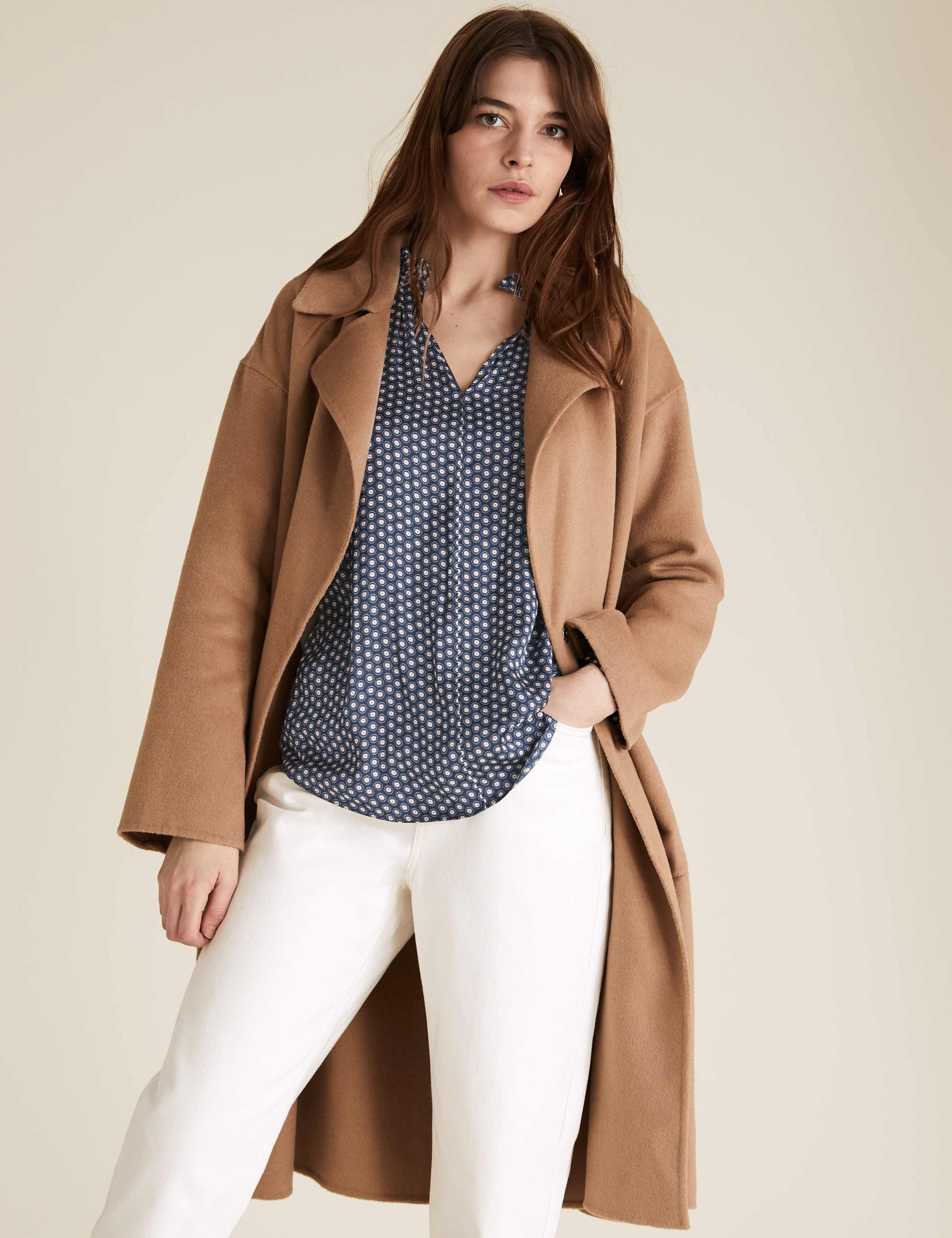 Geometric Frill Neck Popover Blouses 1 of 5