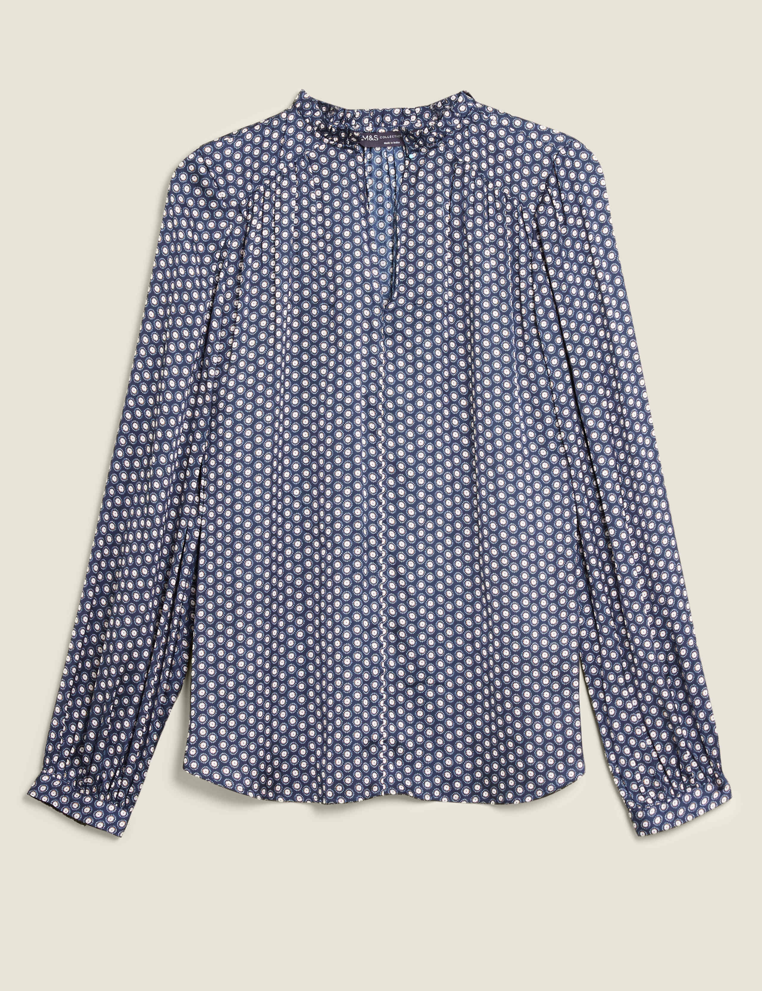 Geometric Frill Neck Popover Blouses 2 of 5