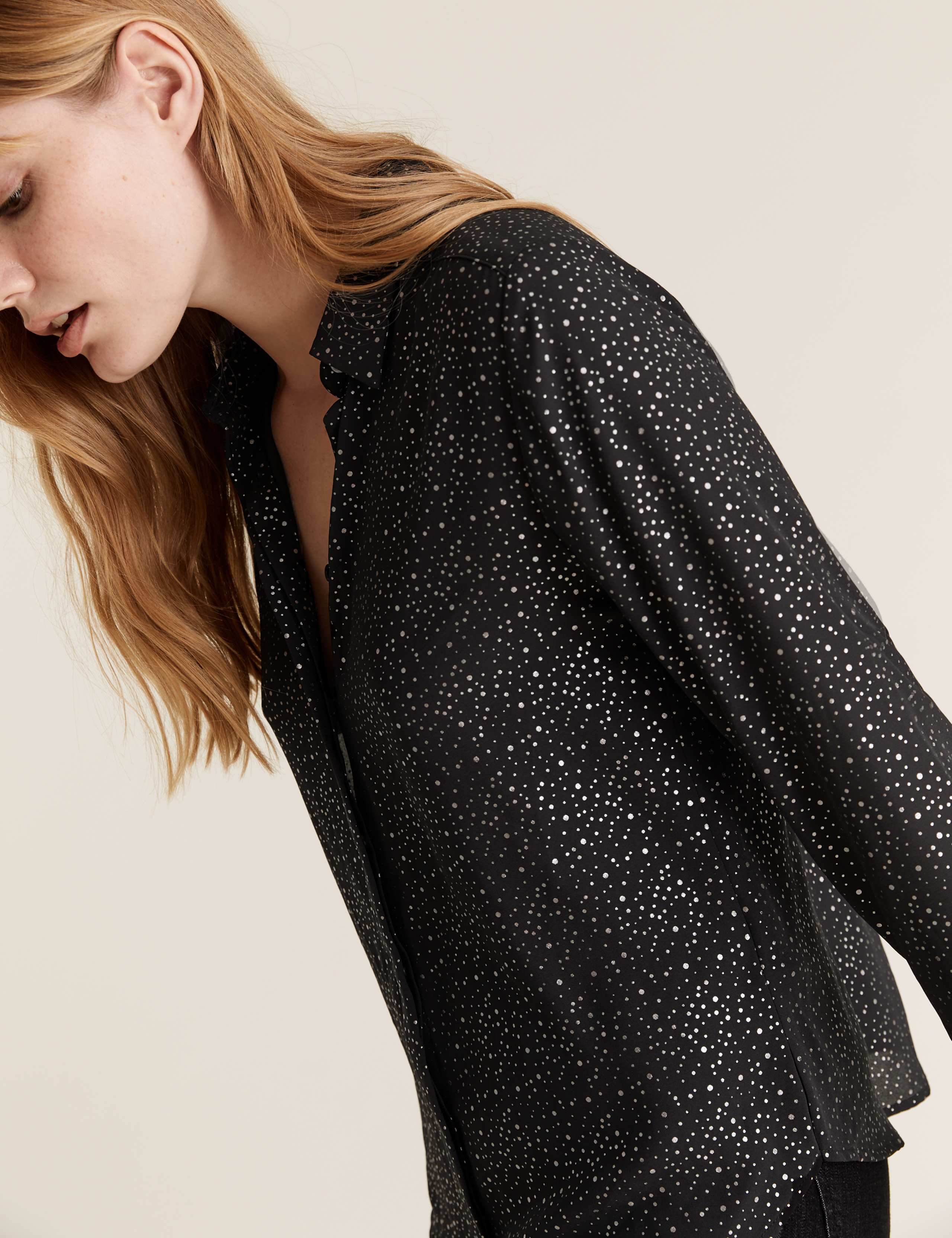 Metallic Spot Long Sleeve Shirt 1 of 5