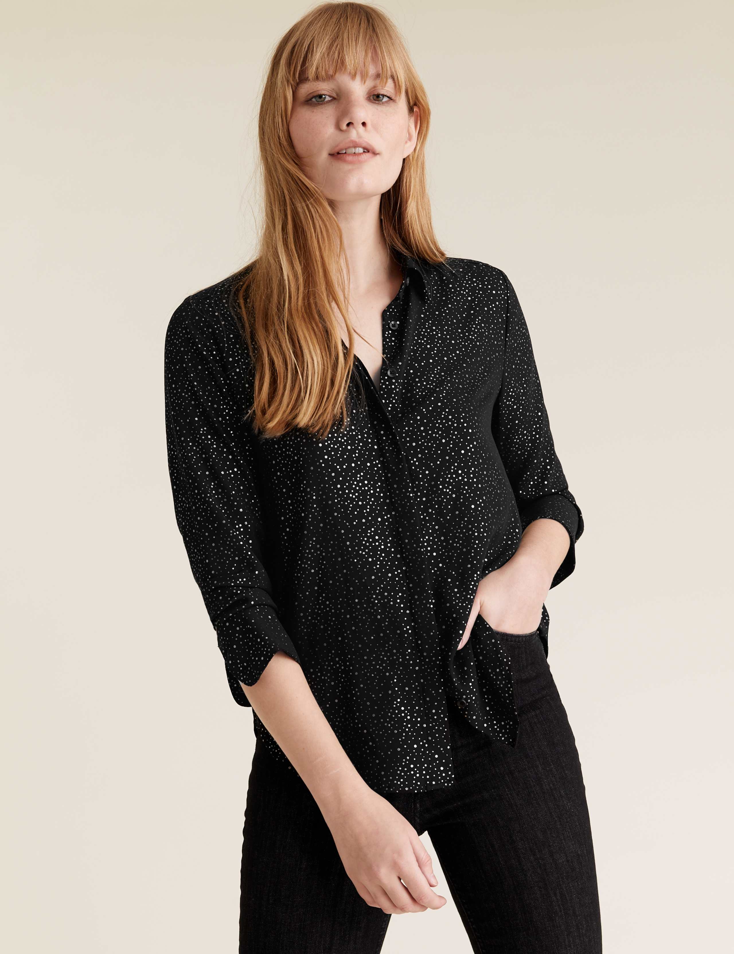 Metallic Spot Long Sleeve Shirt 3 of 5