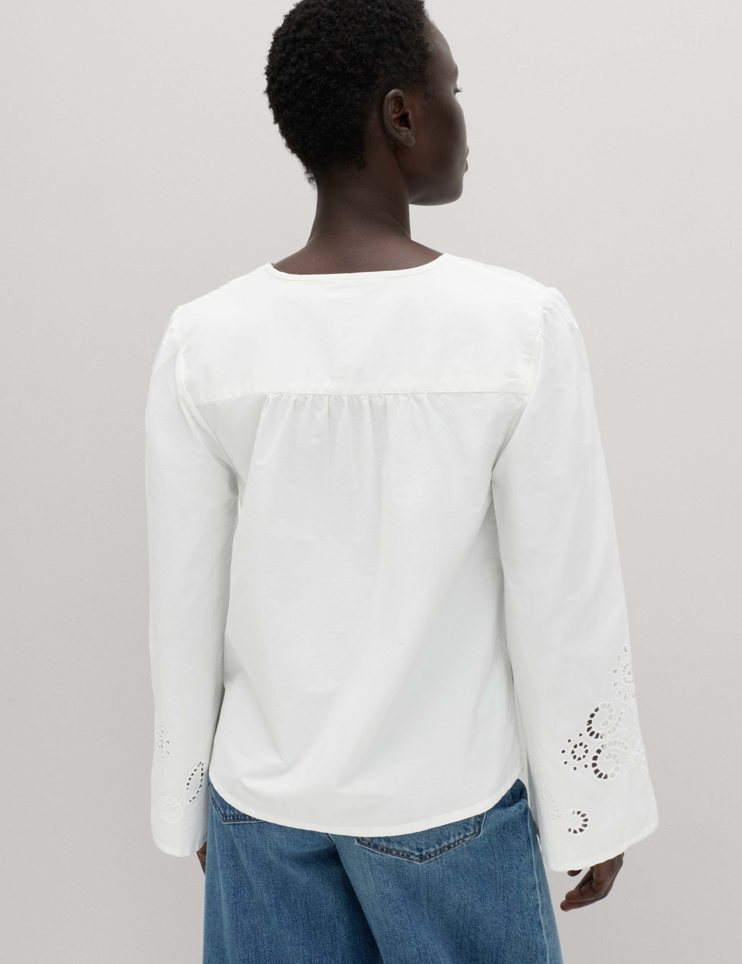 Pure Cotton Cutwork Detail Blouse 6 of 6