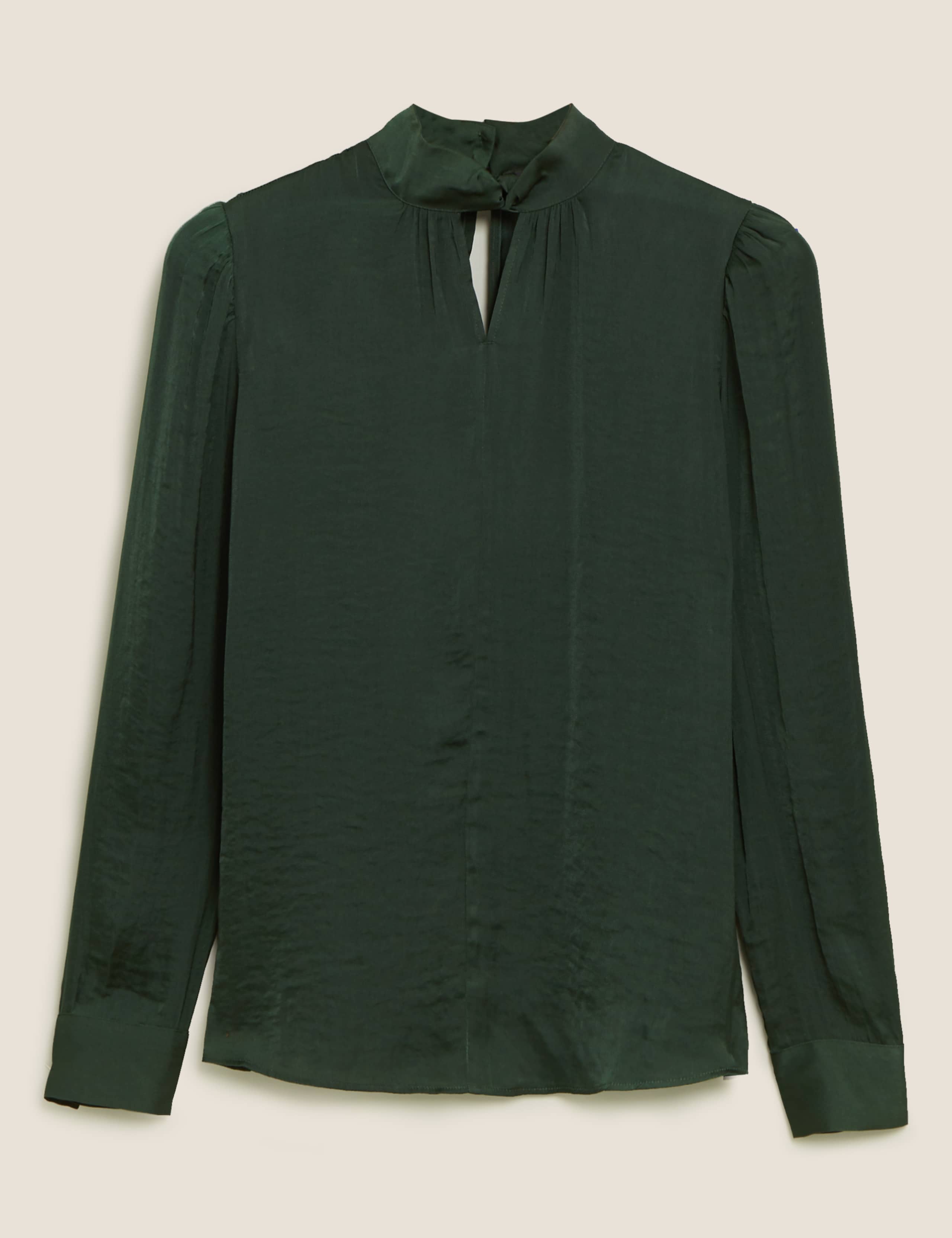 Satin High Neck Long Sleeve Blouse 1 of 1