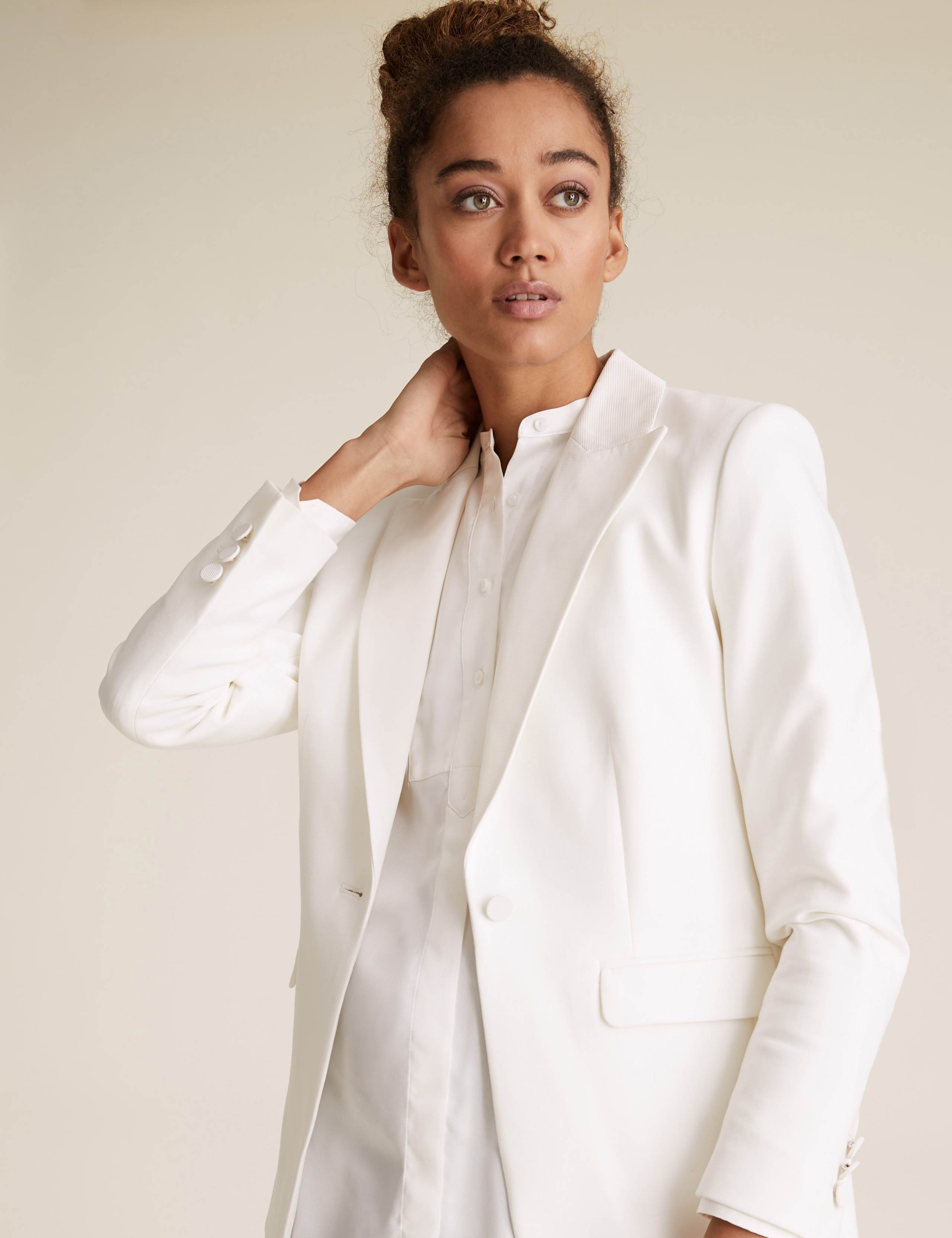 Satin Collarless Long Sleeve Tunic 6 of 6