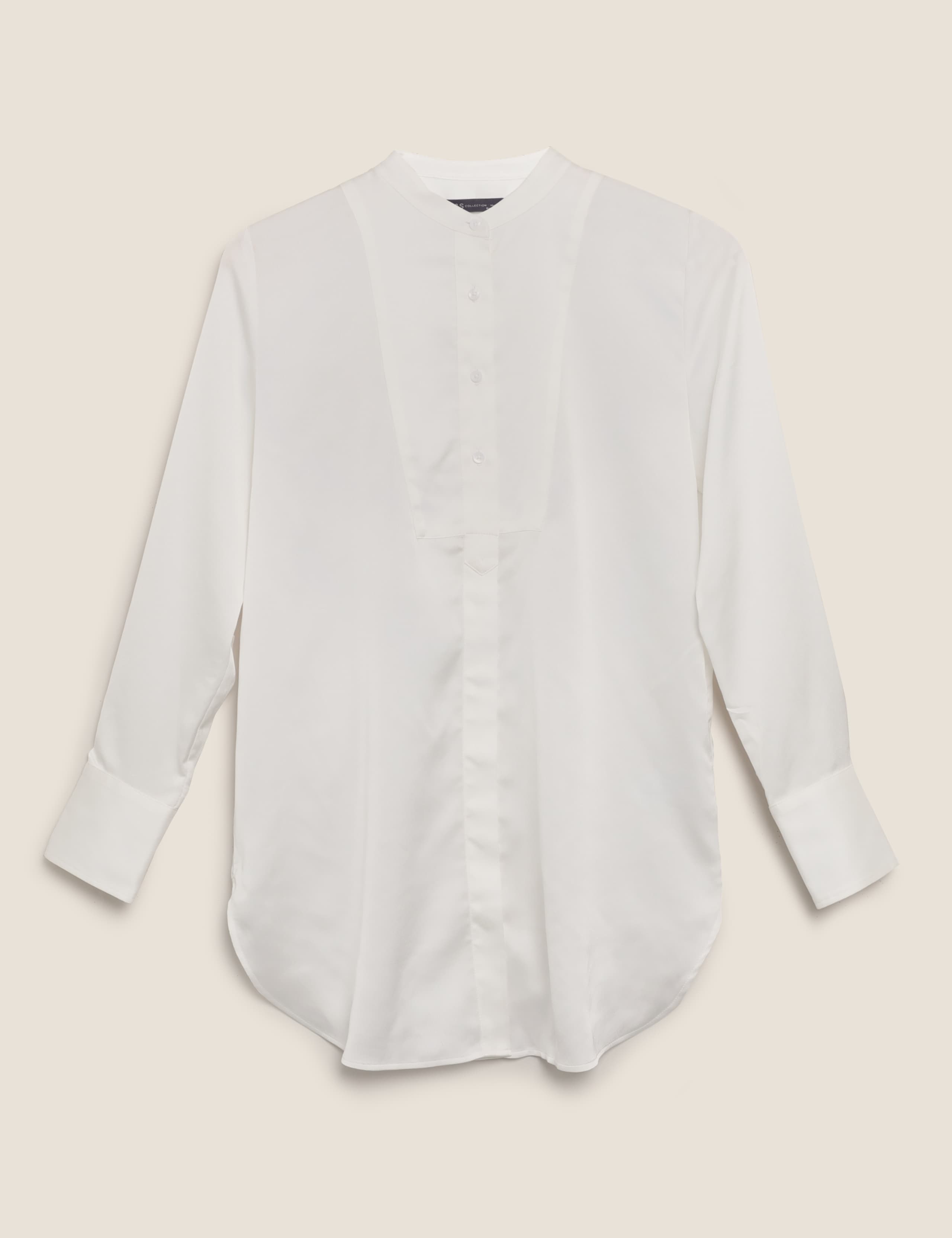 Satin Collarless Long Sleeve Tunic 2 of 6