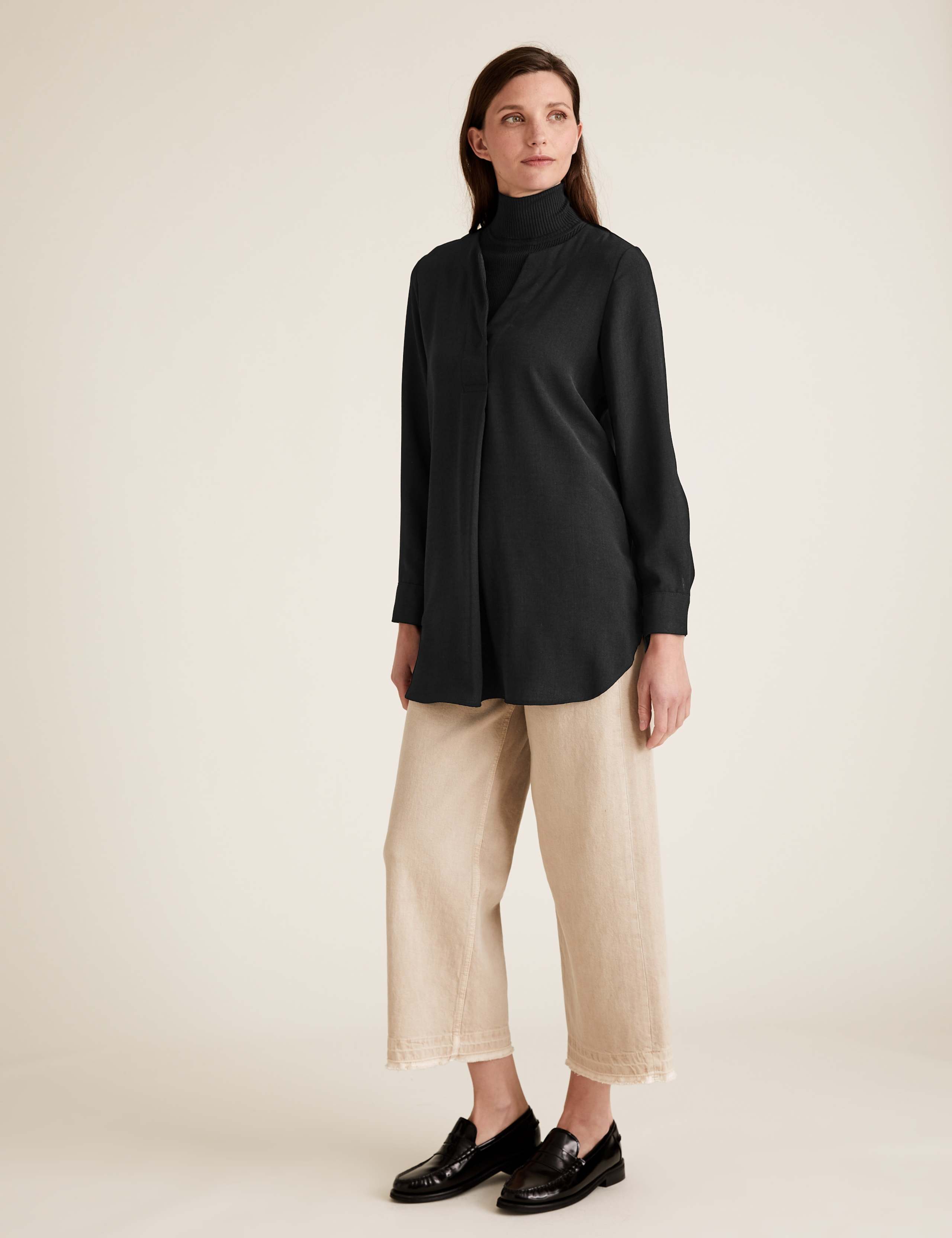 Plain V-Neck Long Sleeve Tunic 3 of 5