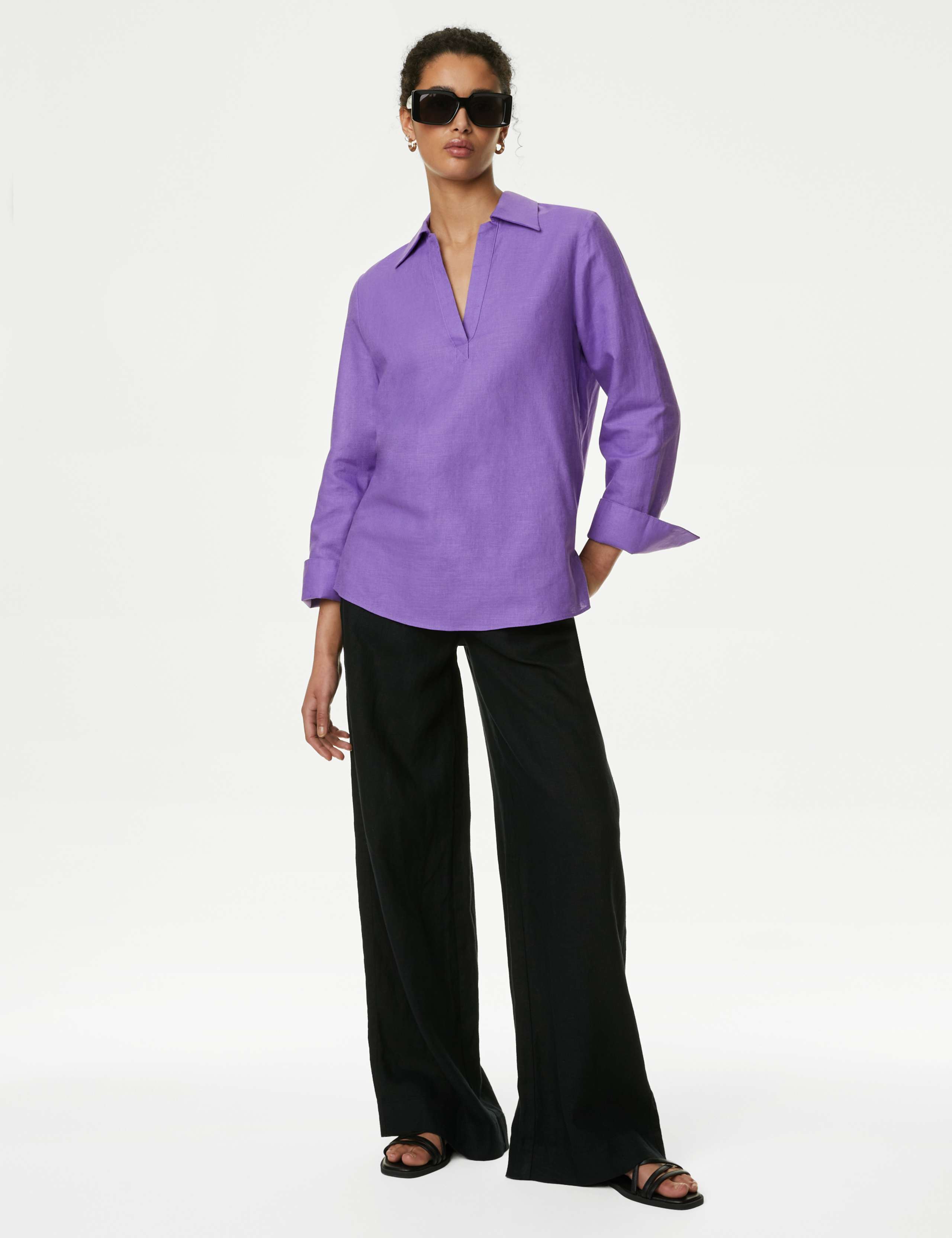 Linen Rich Popover Blouse 1 of 5