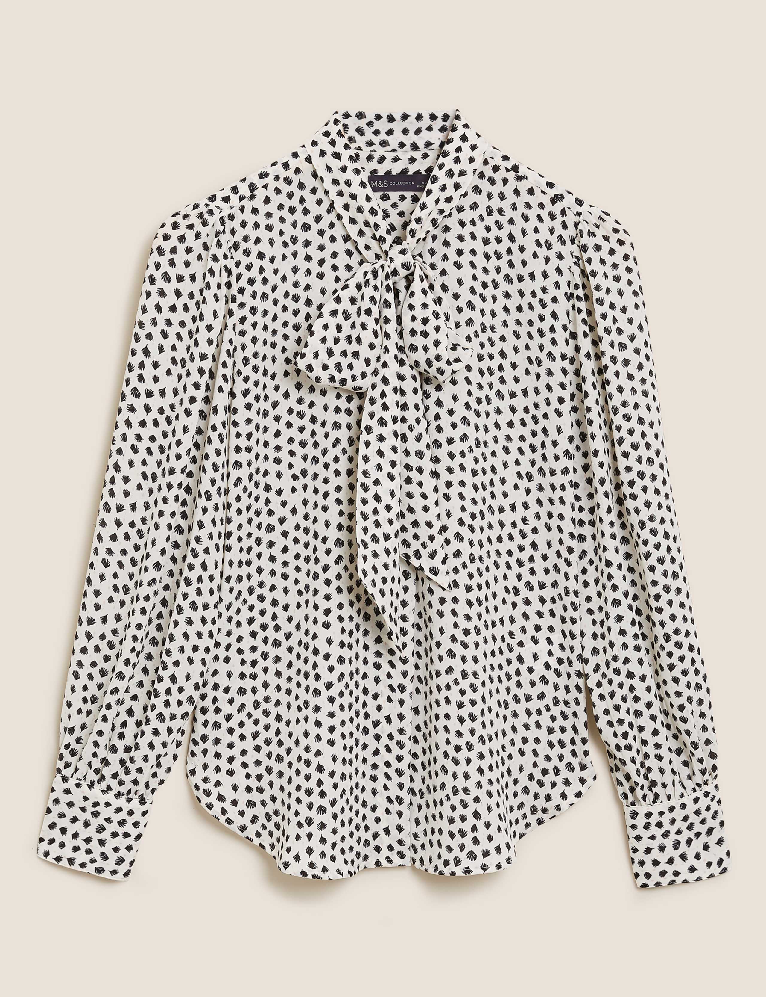 Printed Pussybow Puff Sleeve Blouse 2 of 5
