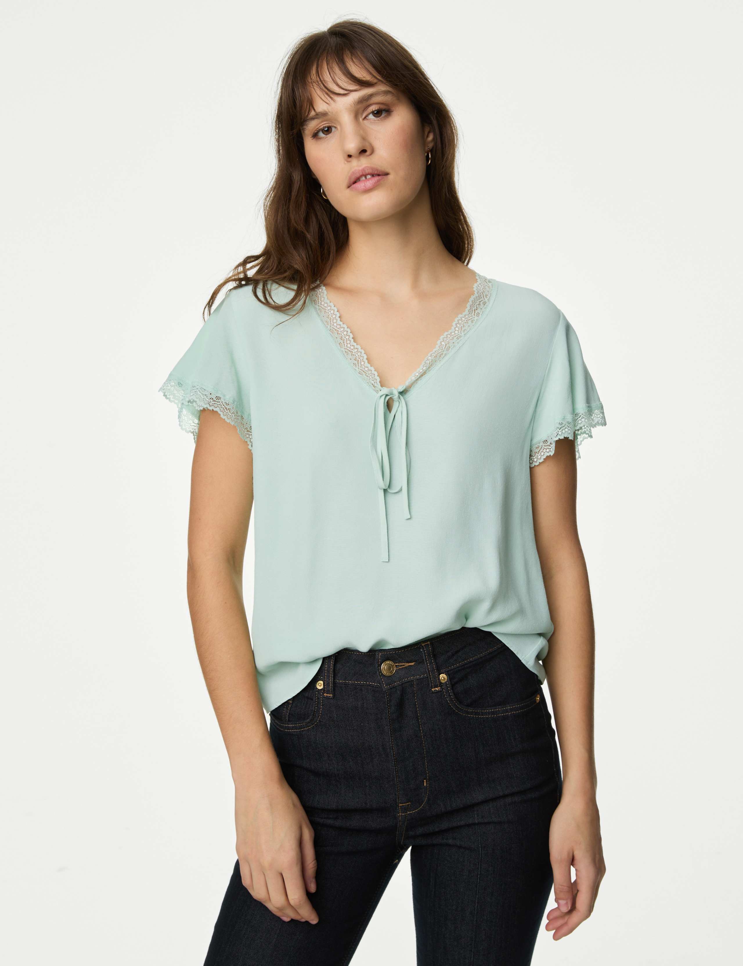 MOL　Wide Frill Tops XZNGL Ruffle Sleeve Tops for Women Womens Solid Color Soft