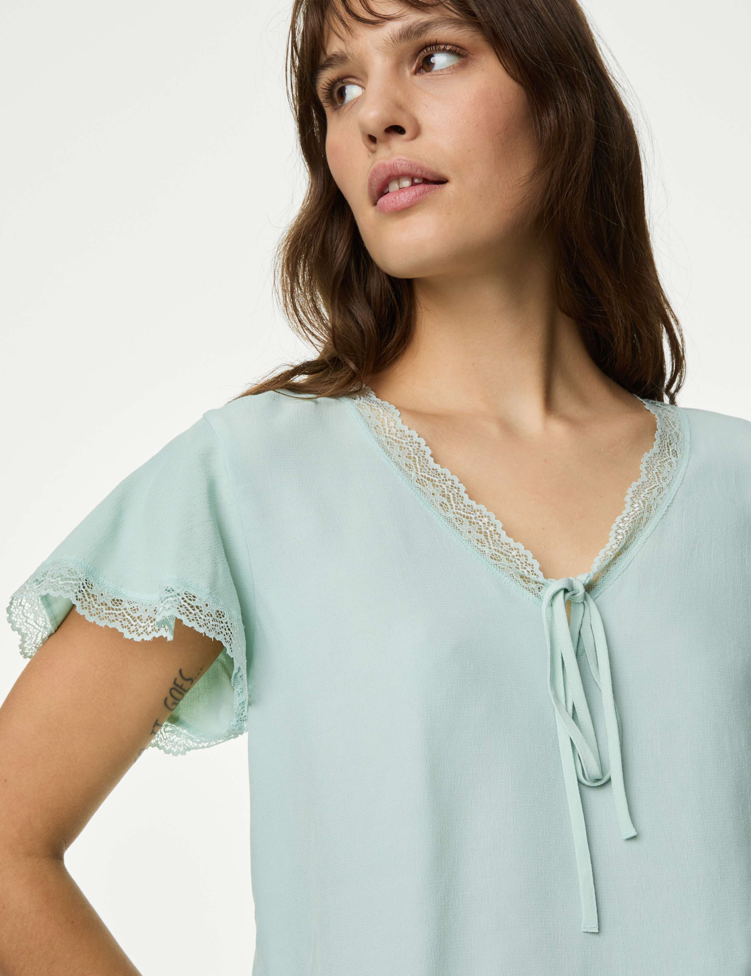 V-Neck Frill Detail Top 2 of 4