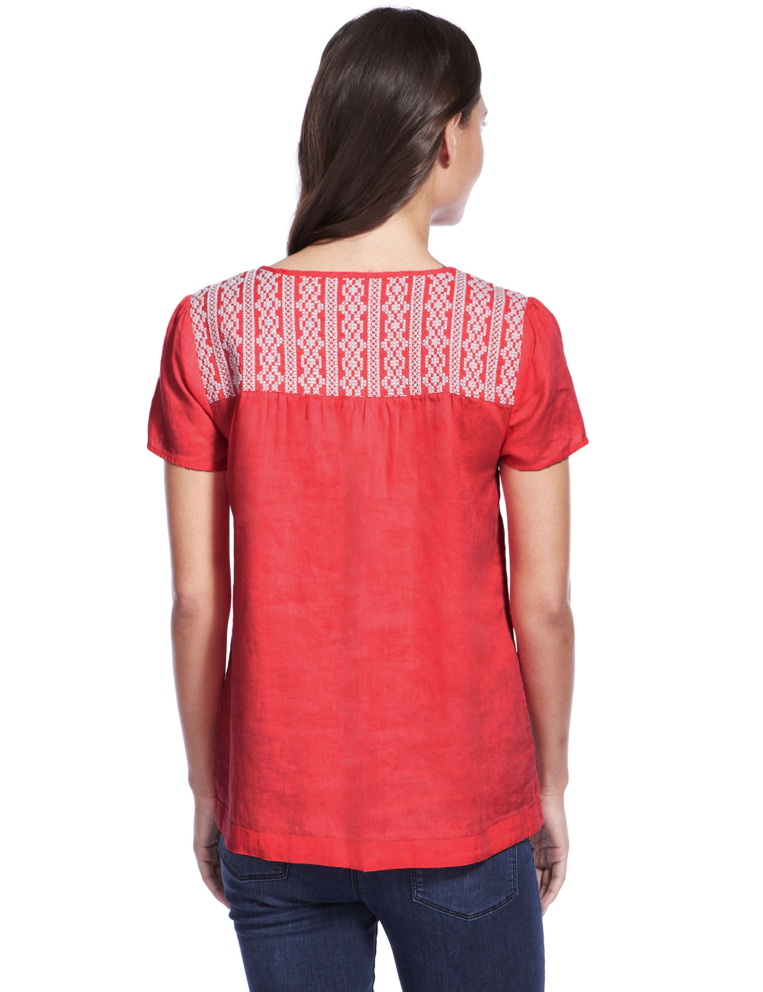 Pure Linen Embroidered Yoke Blouse 5 of 5