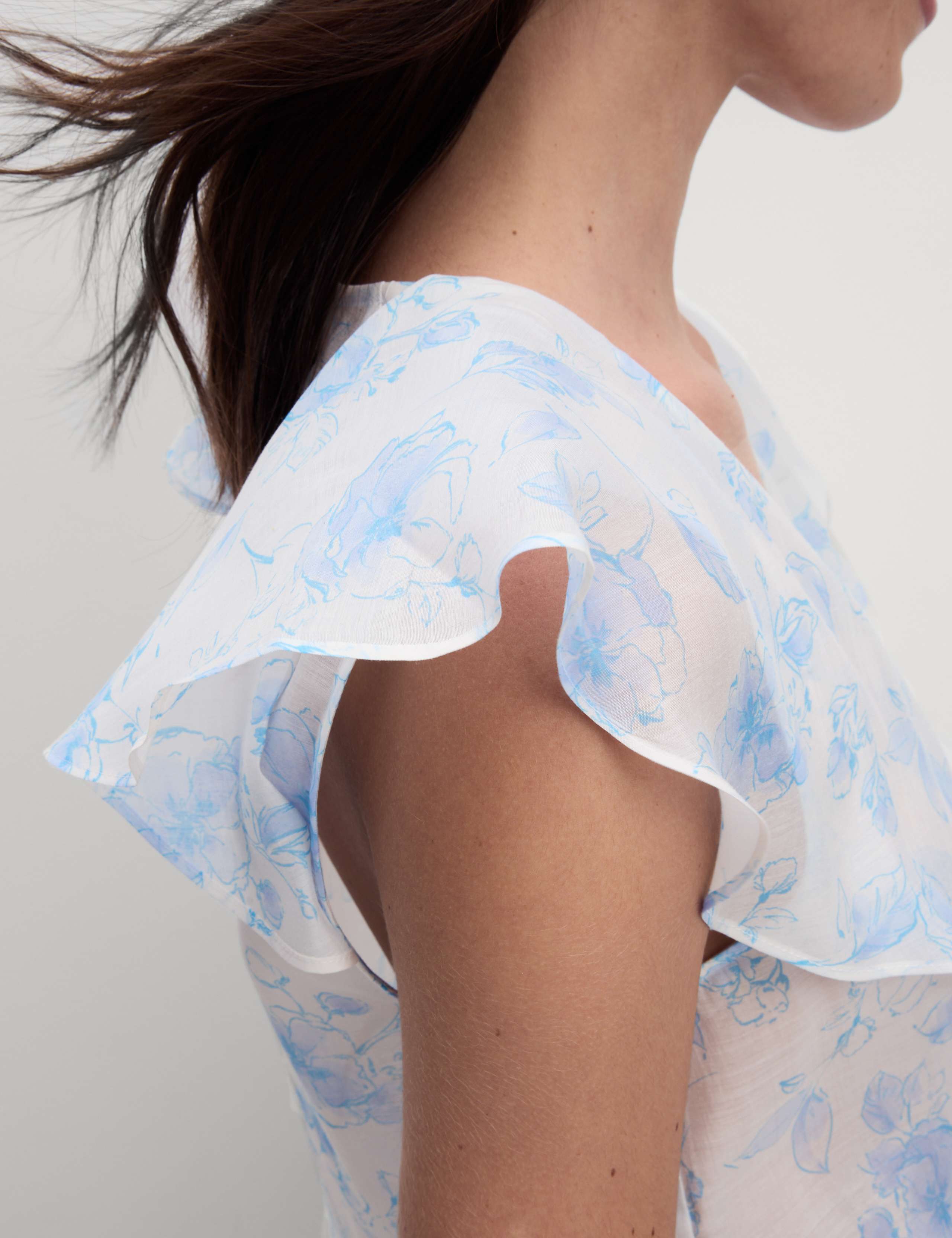 Lyocell Rich Floral Frill Detail Top 1 of 5