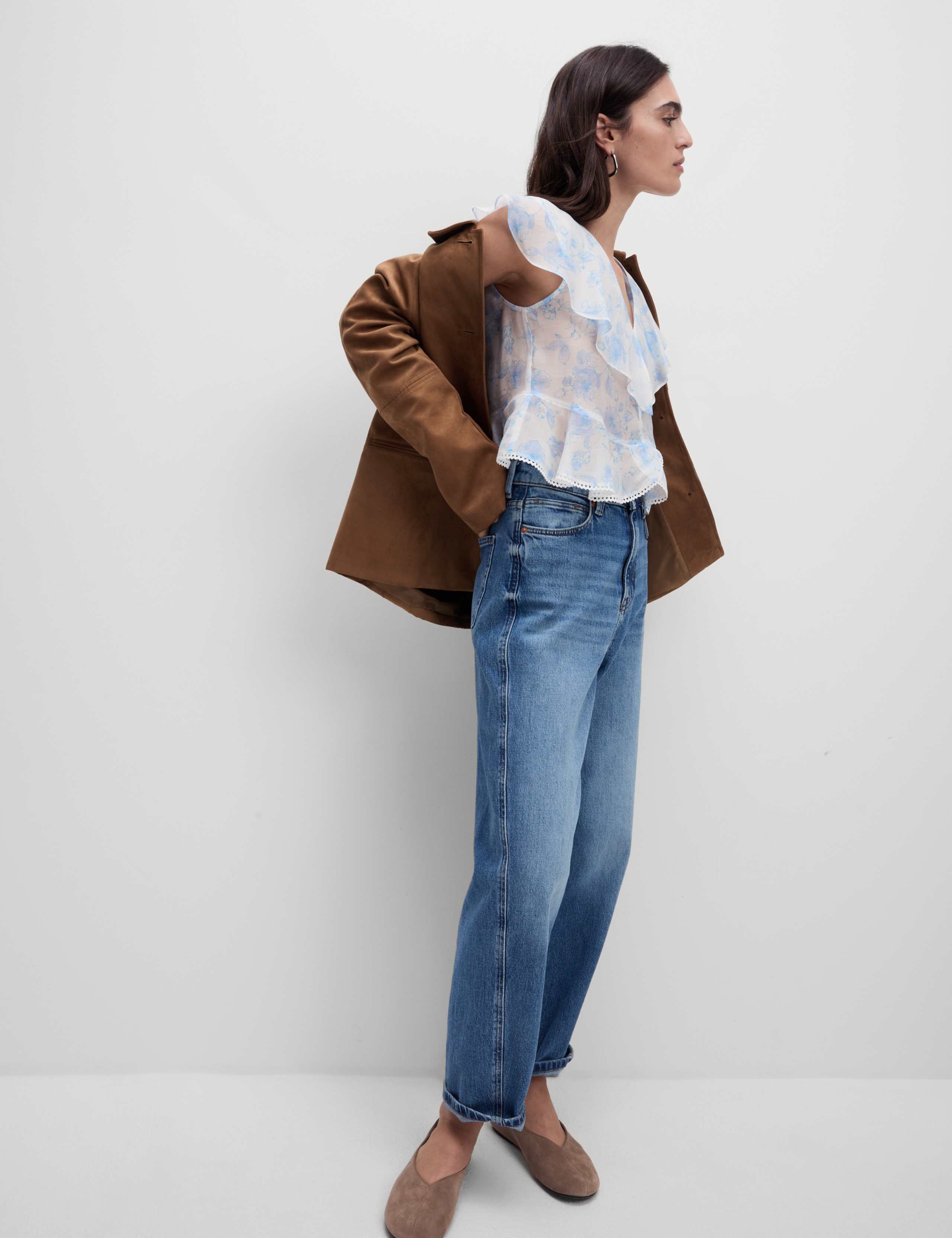 Lyocell Rich Floral Frill Detail Top 3 of 5