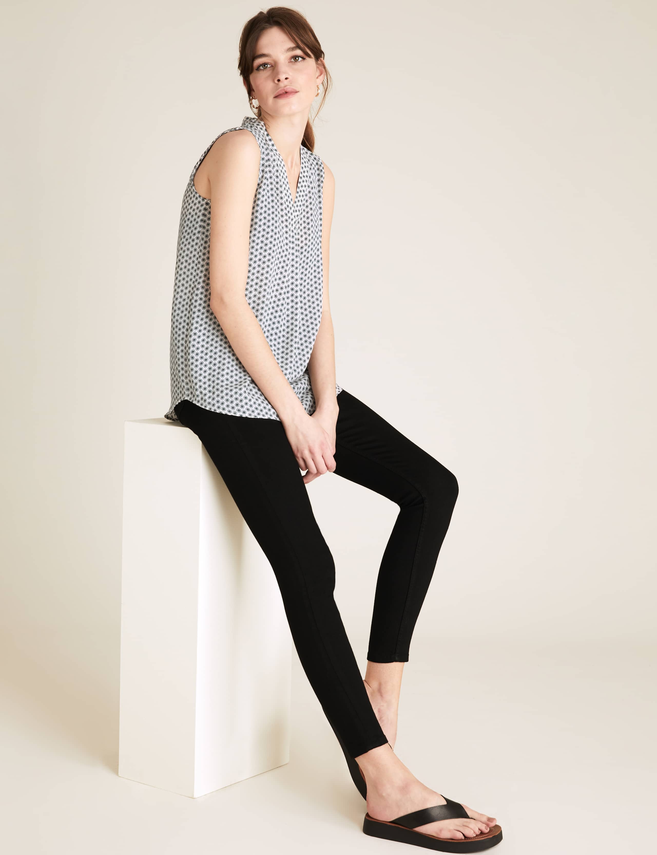 Geometric V-Neck Sleeveless Shell Top 3 of 5