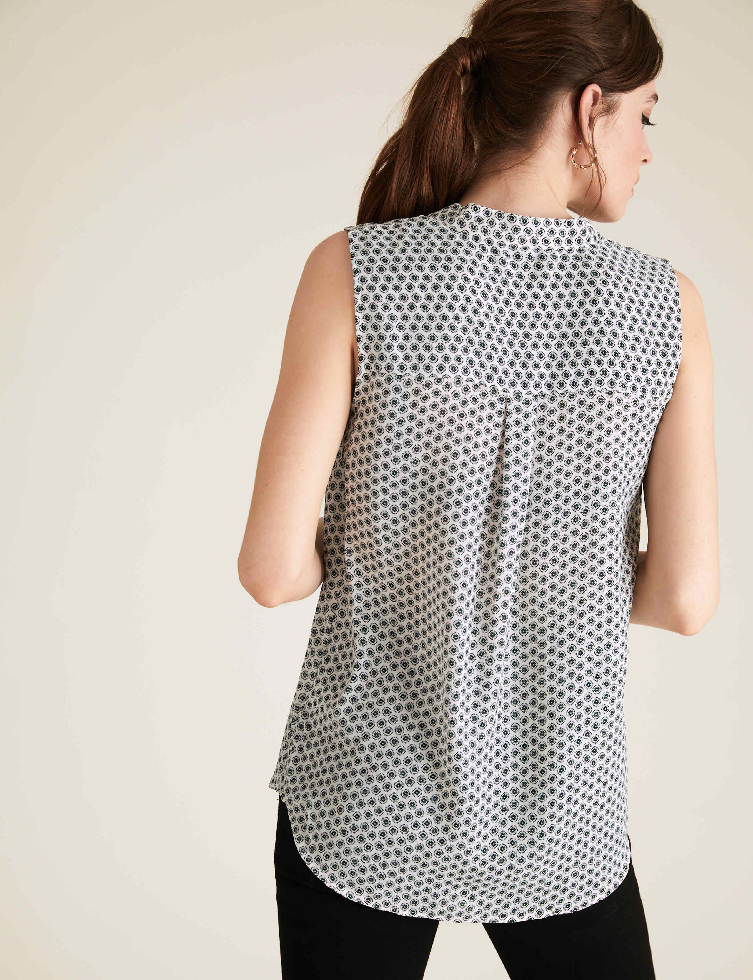 Geometric V-Neck Sleeveless Shell Top 5 of 5