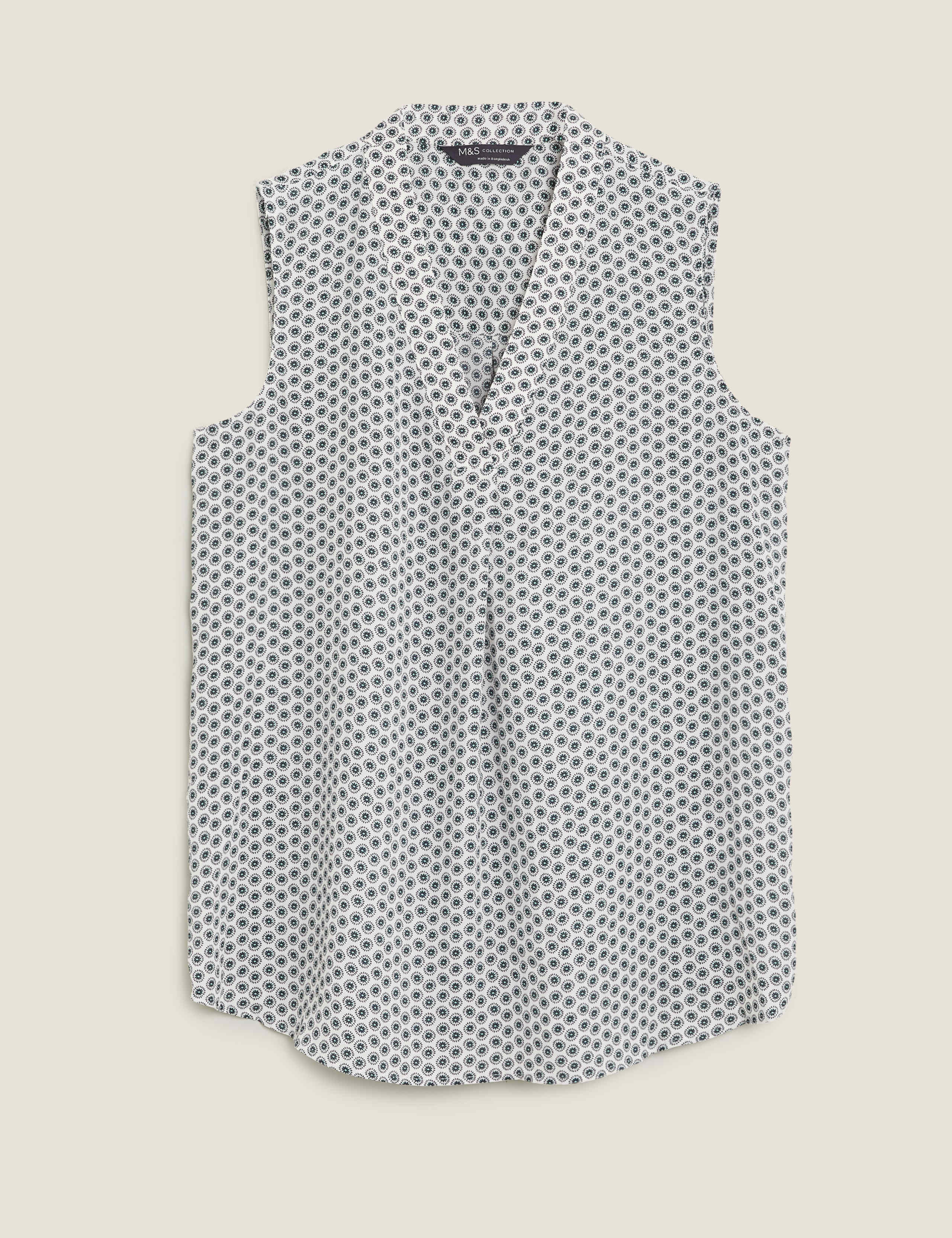 Geometric V-Neck Sleeveless Shell Top 2 of 5