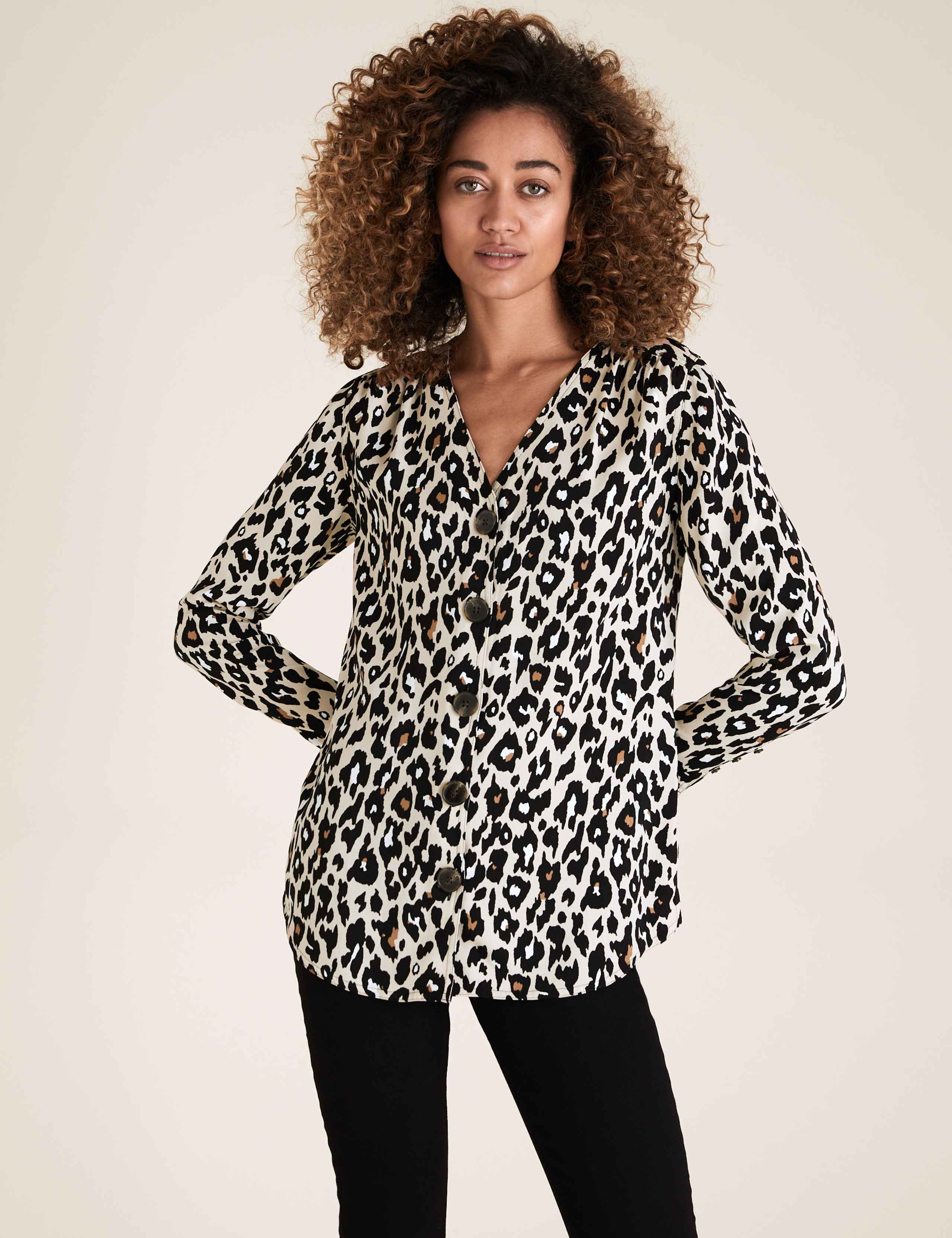 Animal Print V-Neck Long Sleeve Tunic 4 of 5