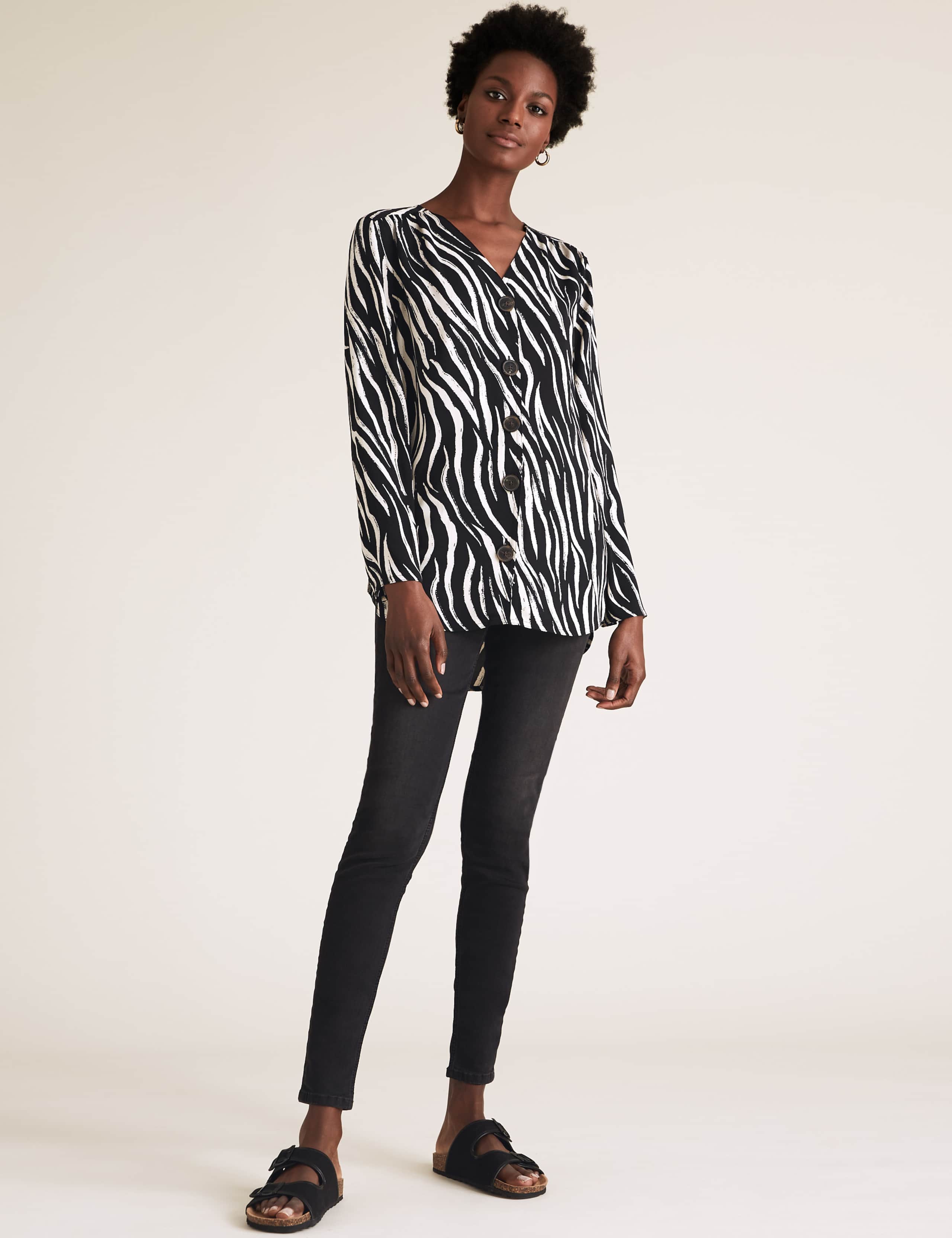 Zebra Print V-Neck Long Sleeve Tunic 3 of 4