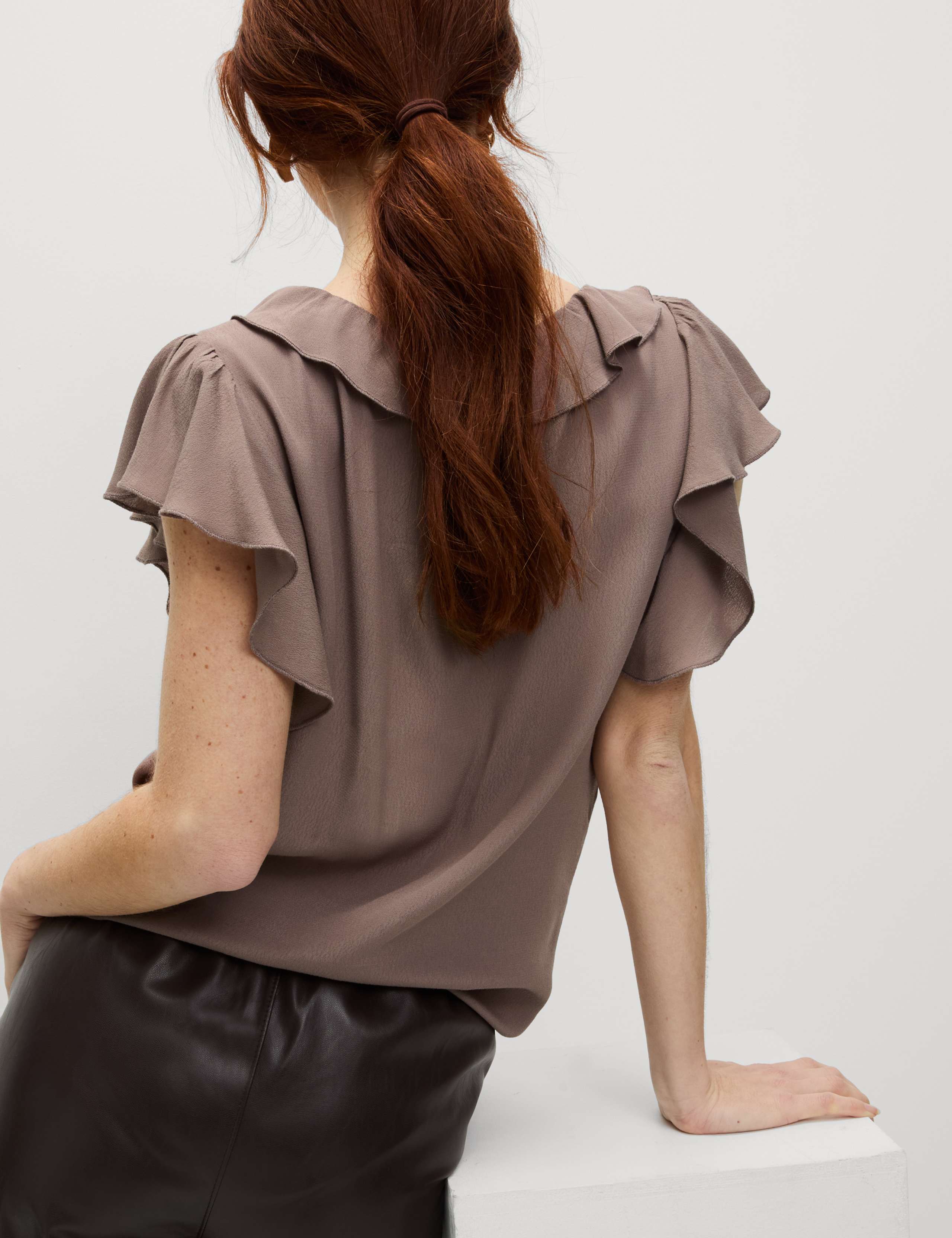 V-Neck Frill Detail Cap Sleeve Top 4 of 6