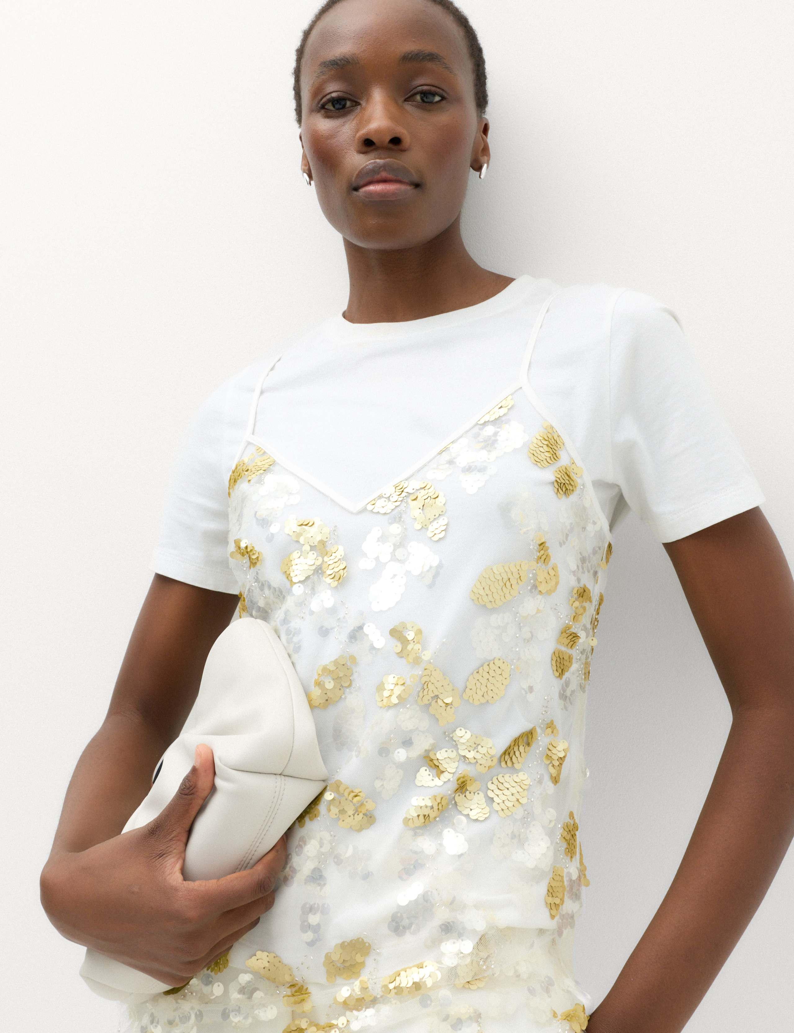 Sequin V-Neck Longline Cami Top 3 of 8