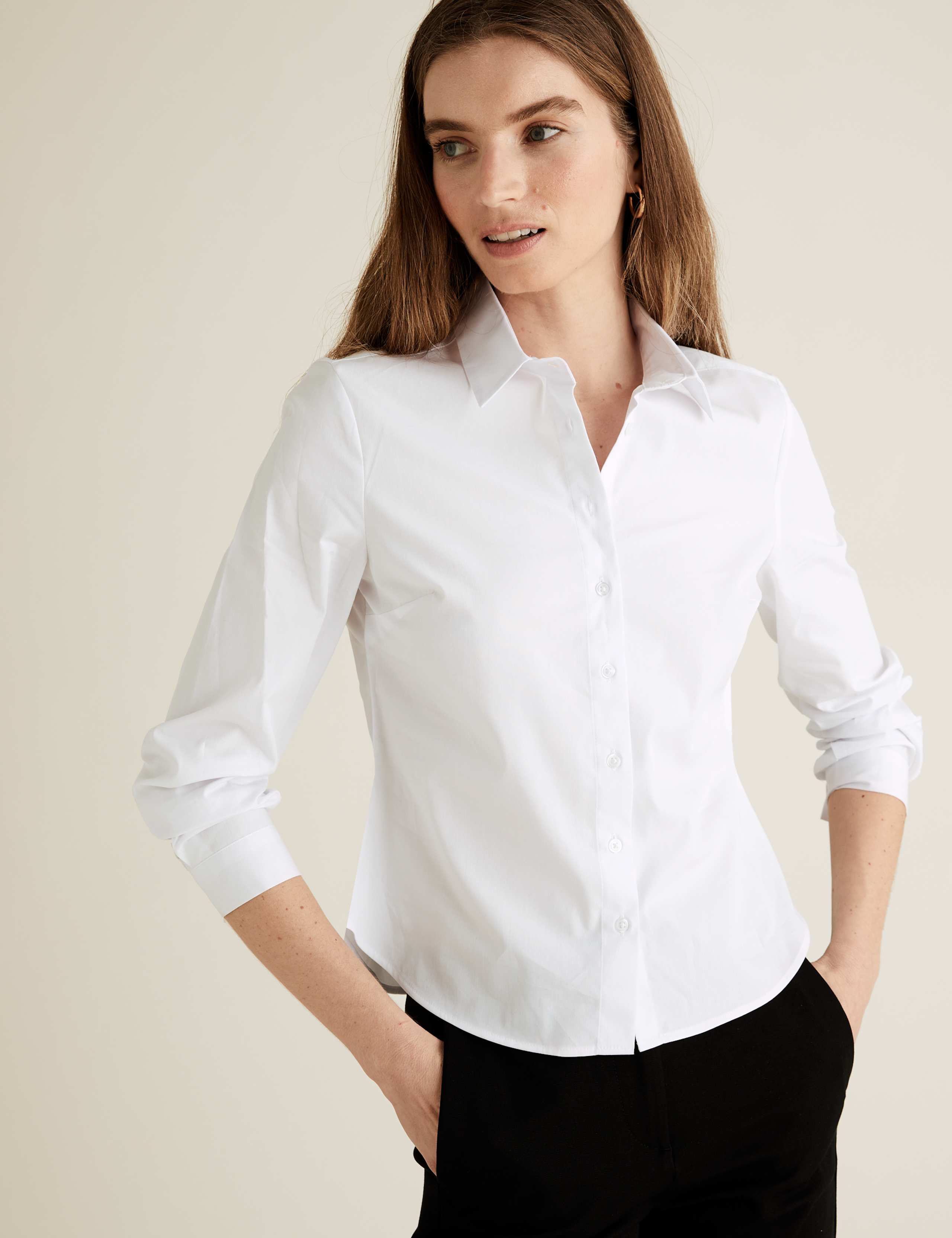 PETITE Cotton Fitted Long Sleeve Shirt 1 of 5
