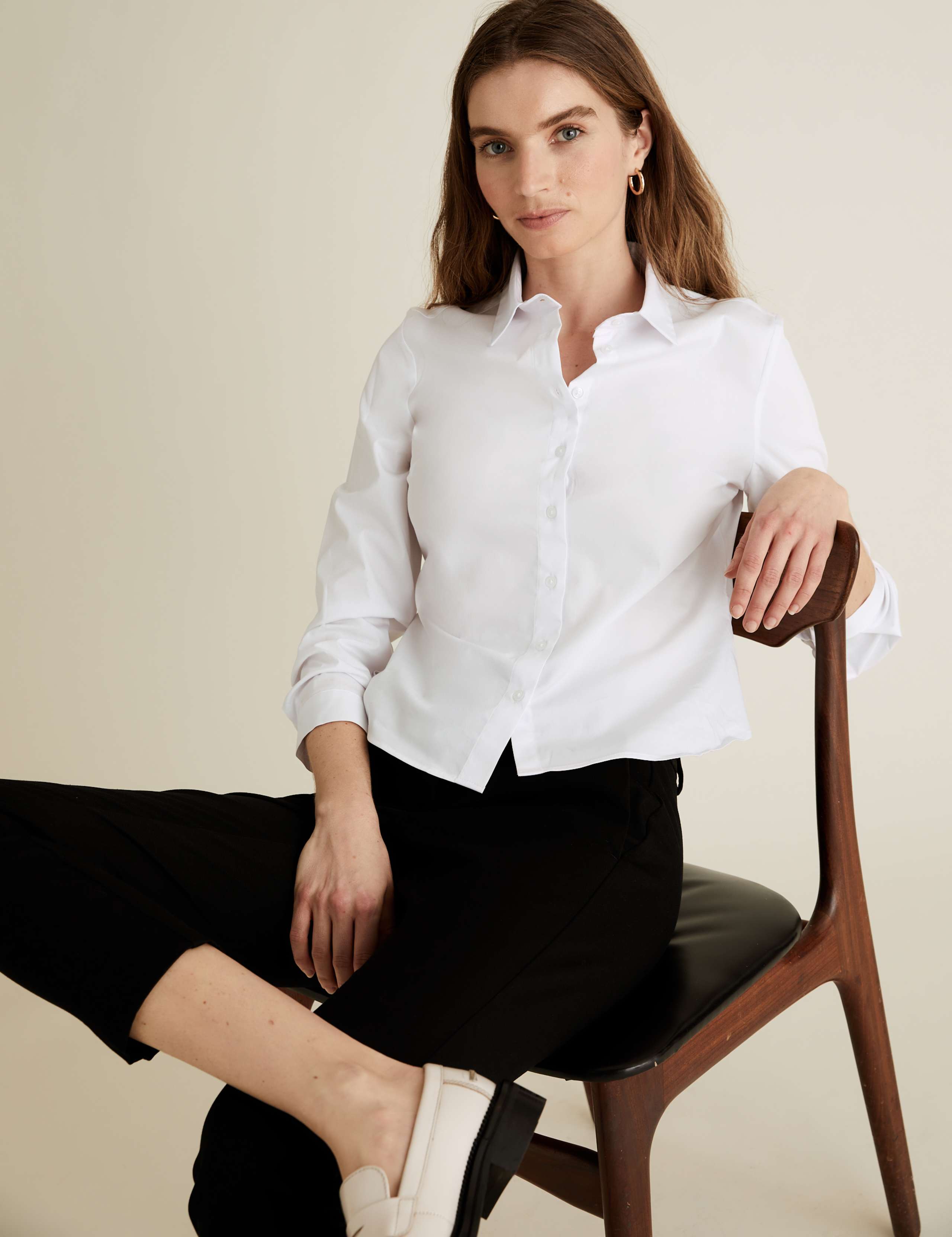 PETITE Cotton Fitted Long Sleeve Shirt 3 of 5