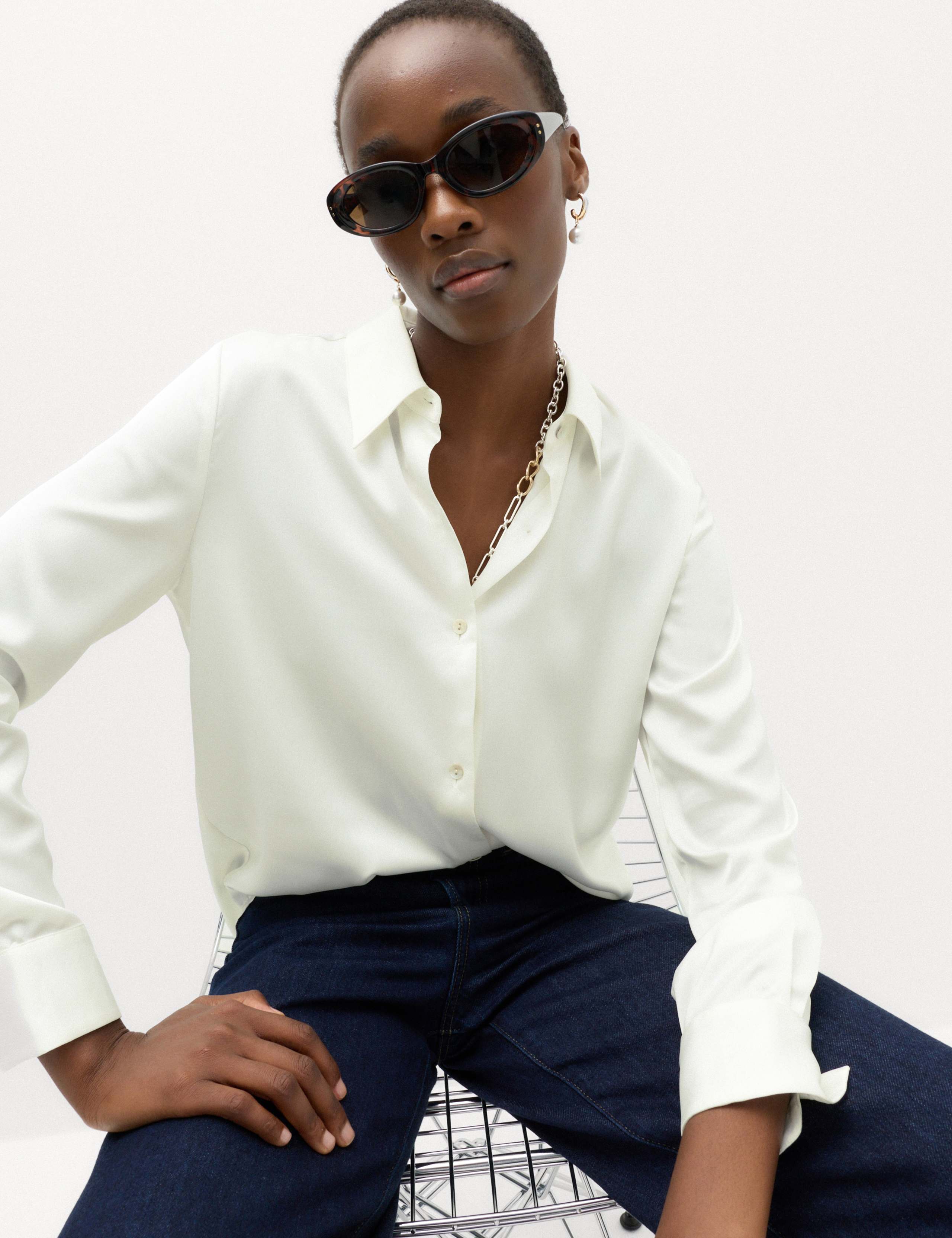 Satin Collared Button Through Shirt 1 of 6