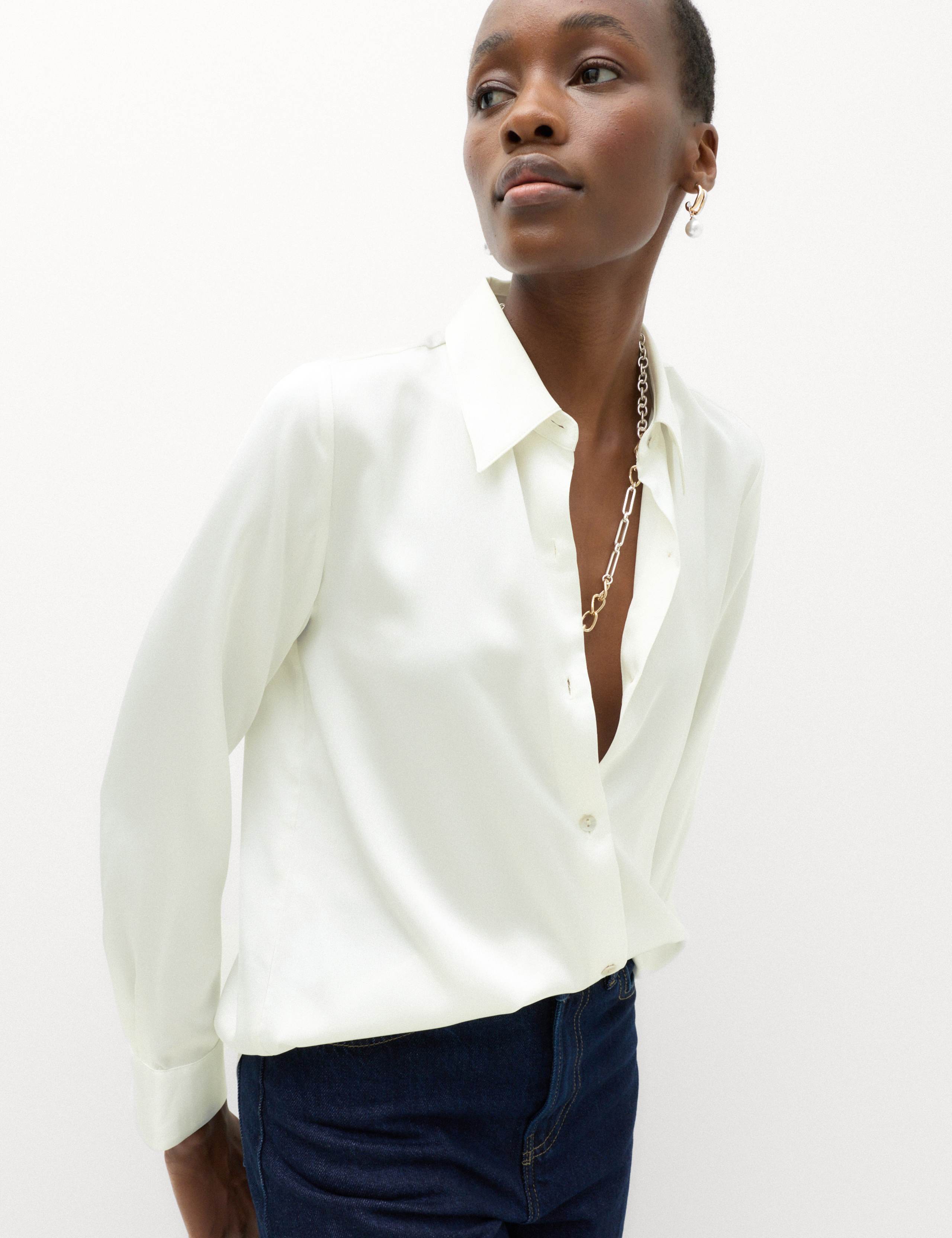 Satin Collared Button Through Shirt 5 of 6