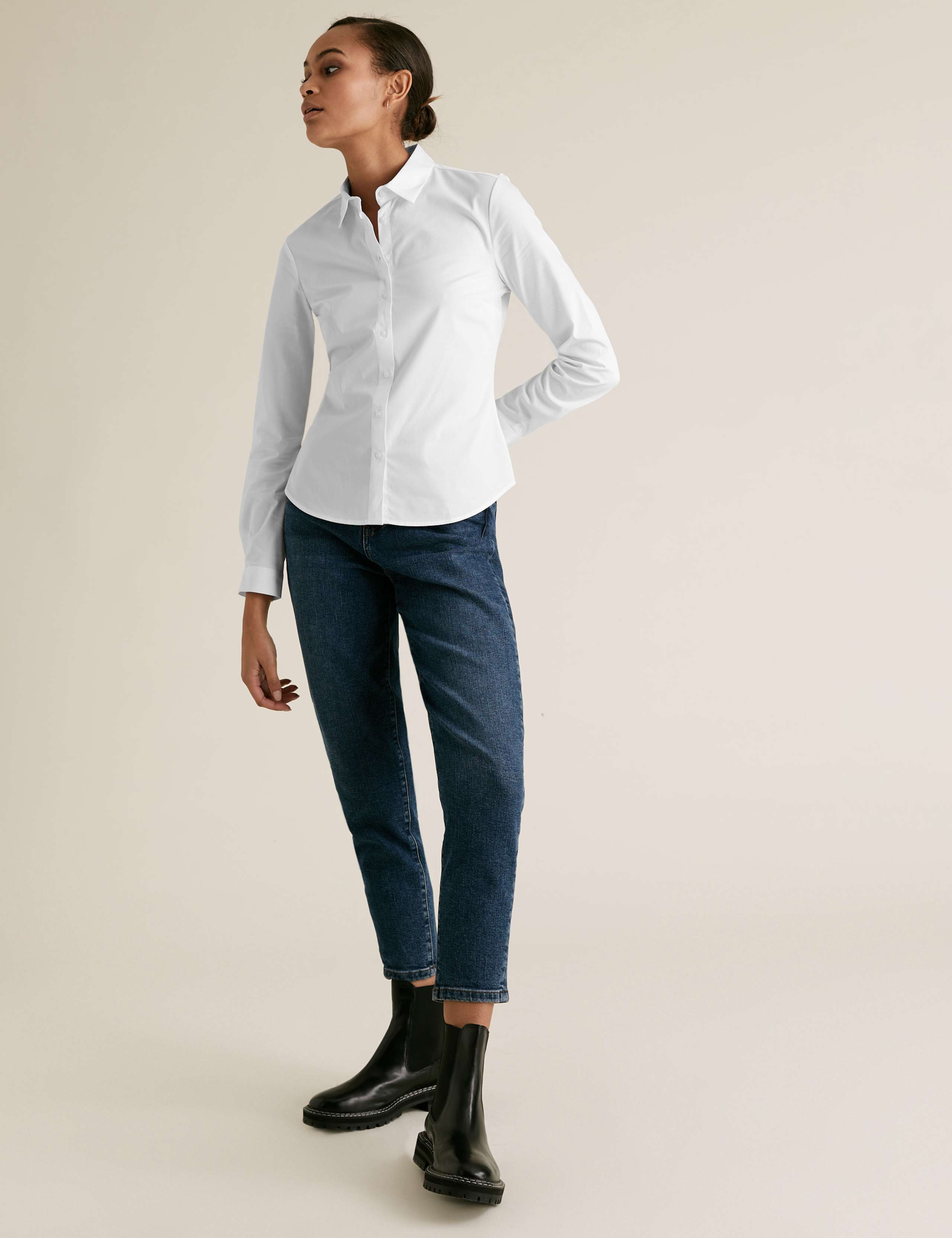 Cotton Rich Fitted Long Sleeve Shirt 1 of 2
