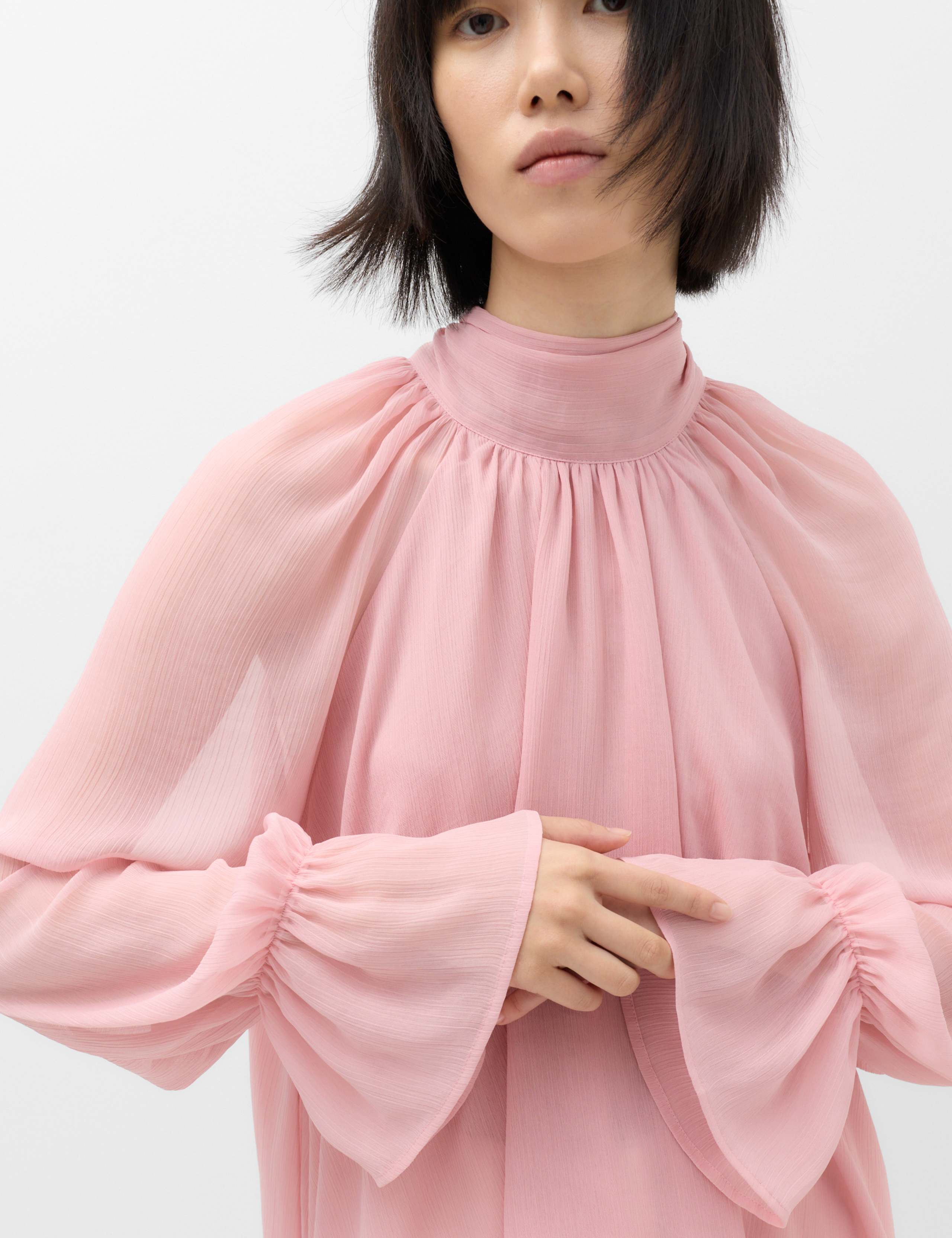 Draped Tie Neck Longline Blouse 3 of 6