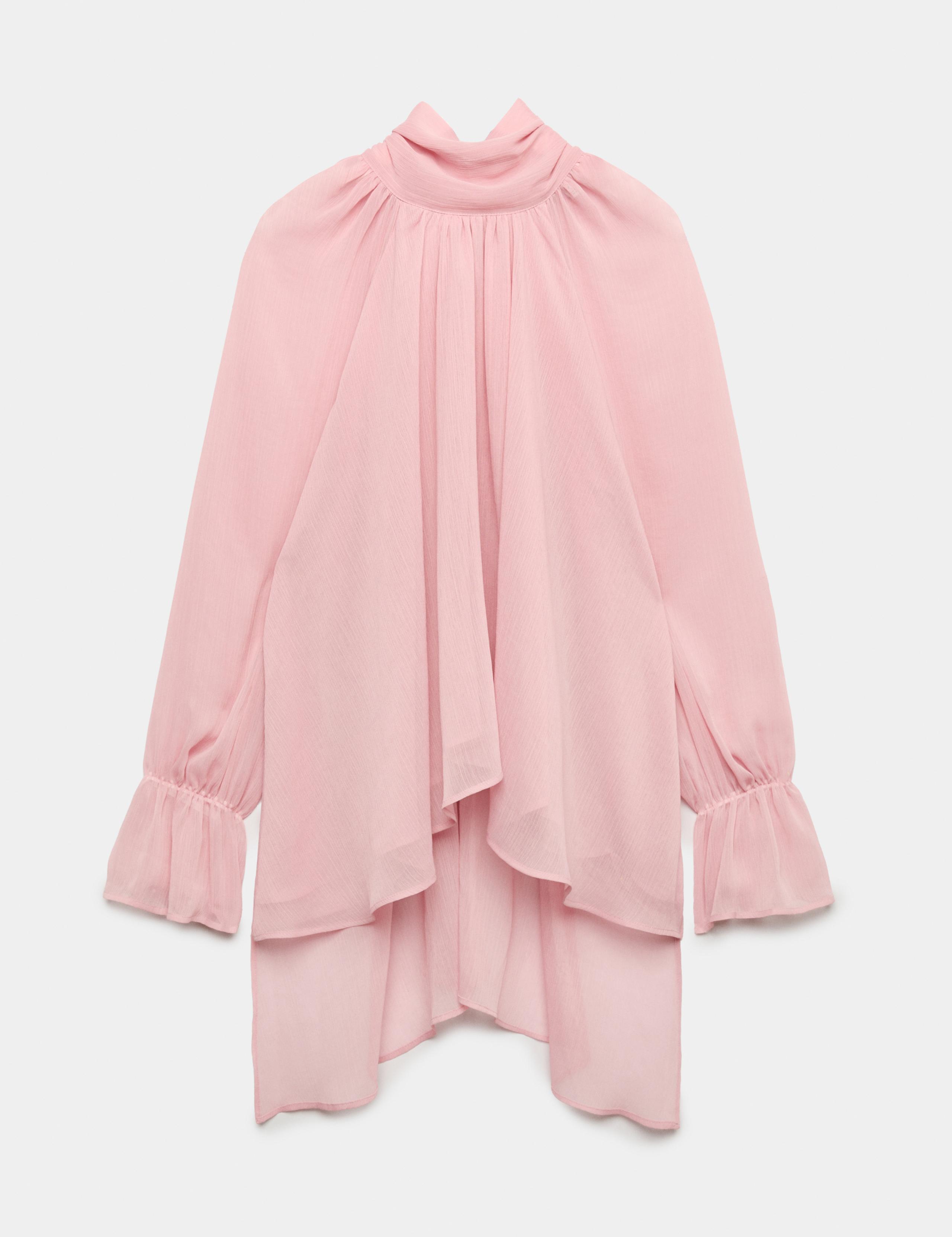 Draped Tie Neck Longline Blouse 1 of 1