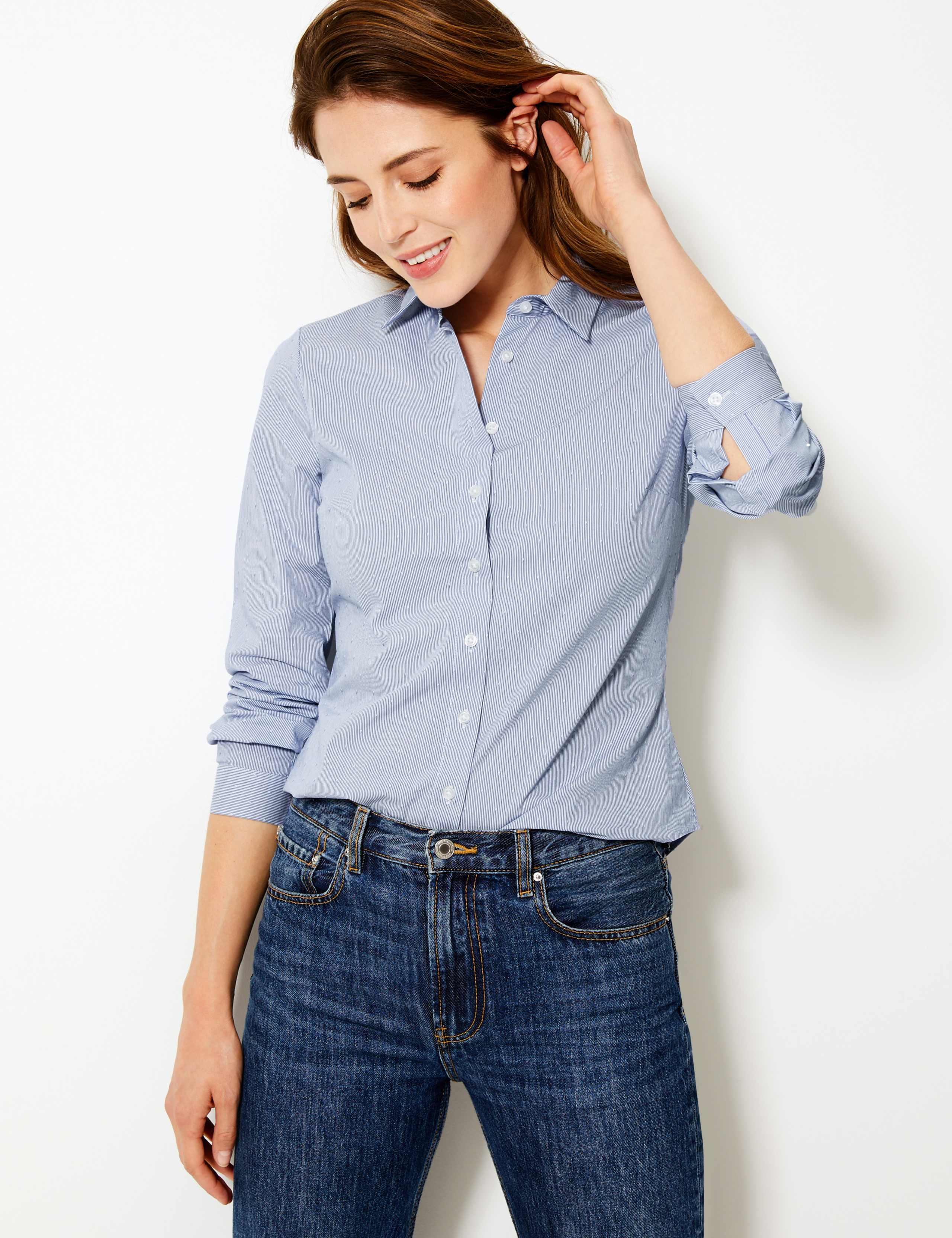 Cotton Rich Striped Button Detailed Shirt 1 of 4