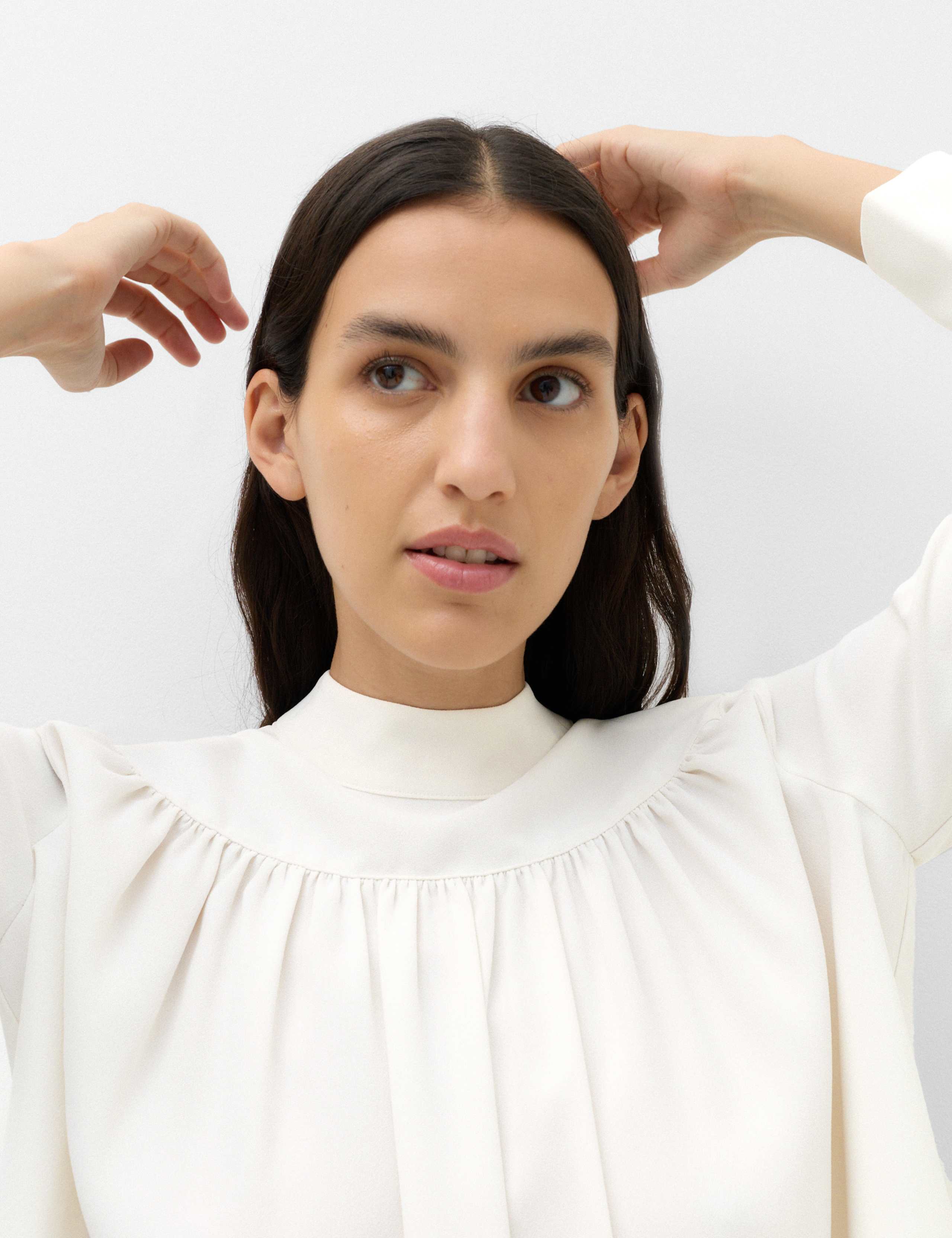High Neck Blouson Sleeve Blouse 5 of 7