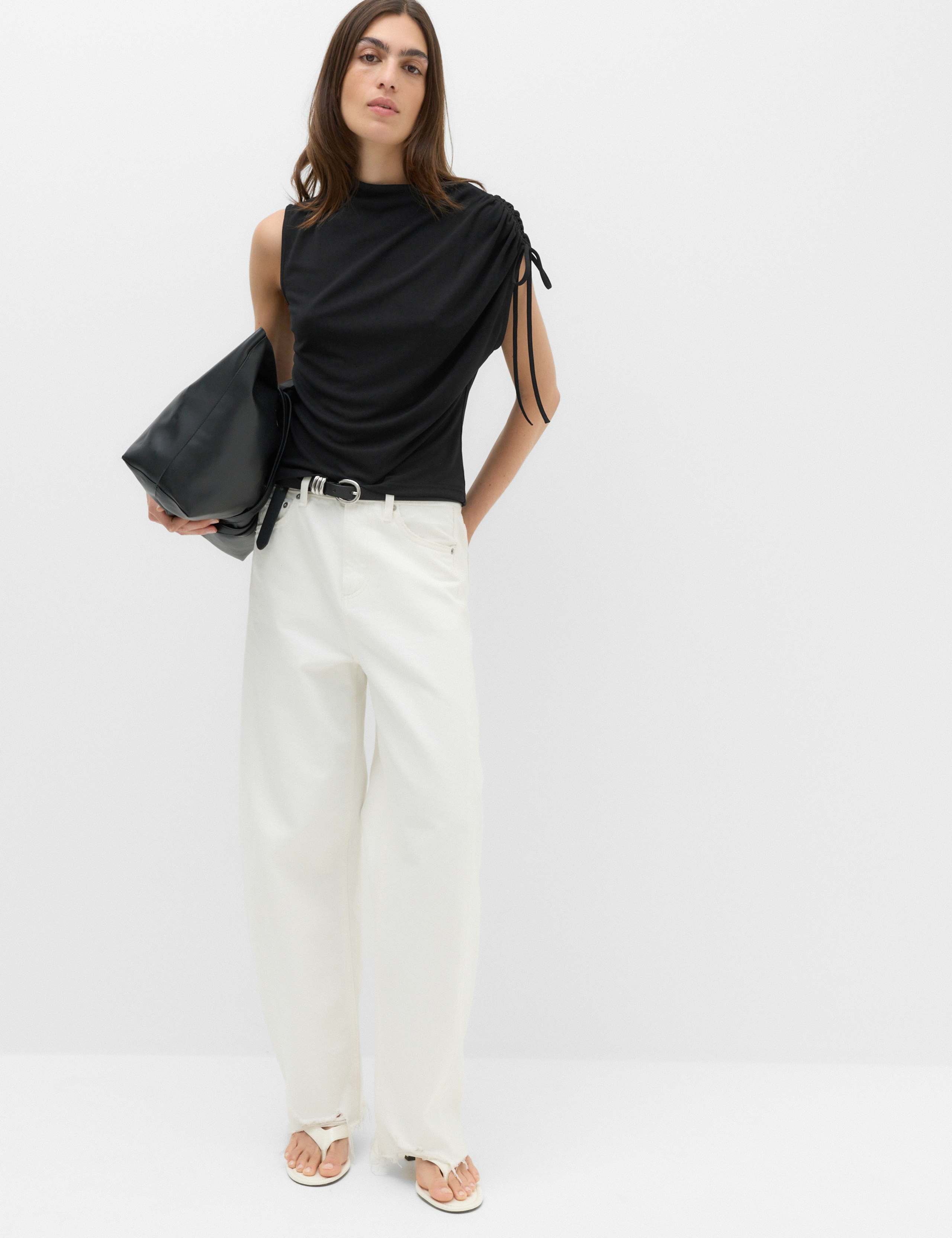Sleeveless Shoulder Tie Draped Top 5 of 5