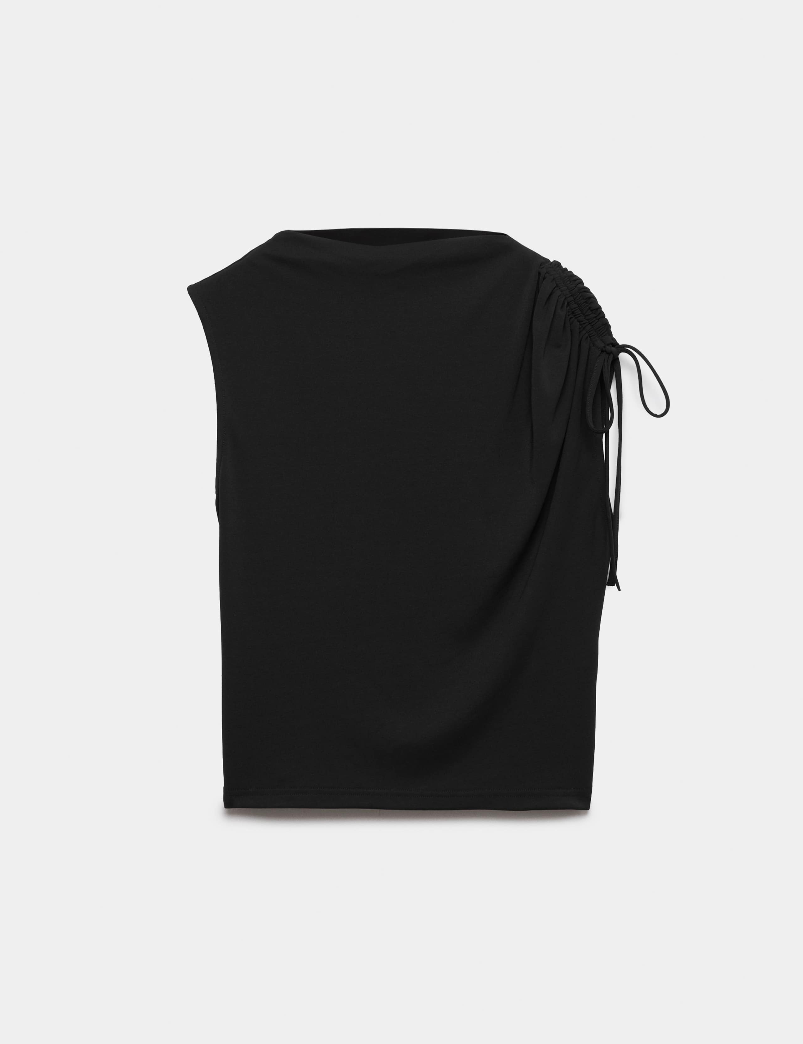 Sleeveless Shoulder Tie Draped Top 2 of 5